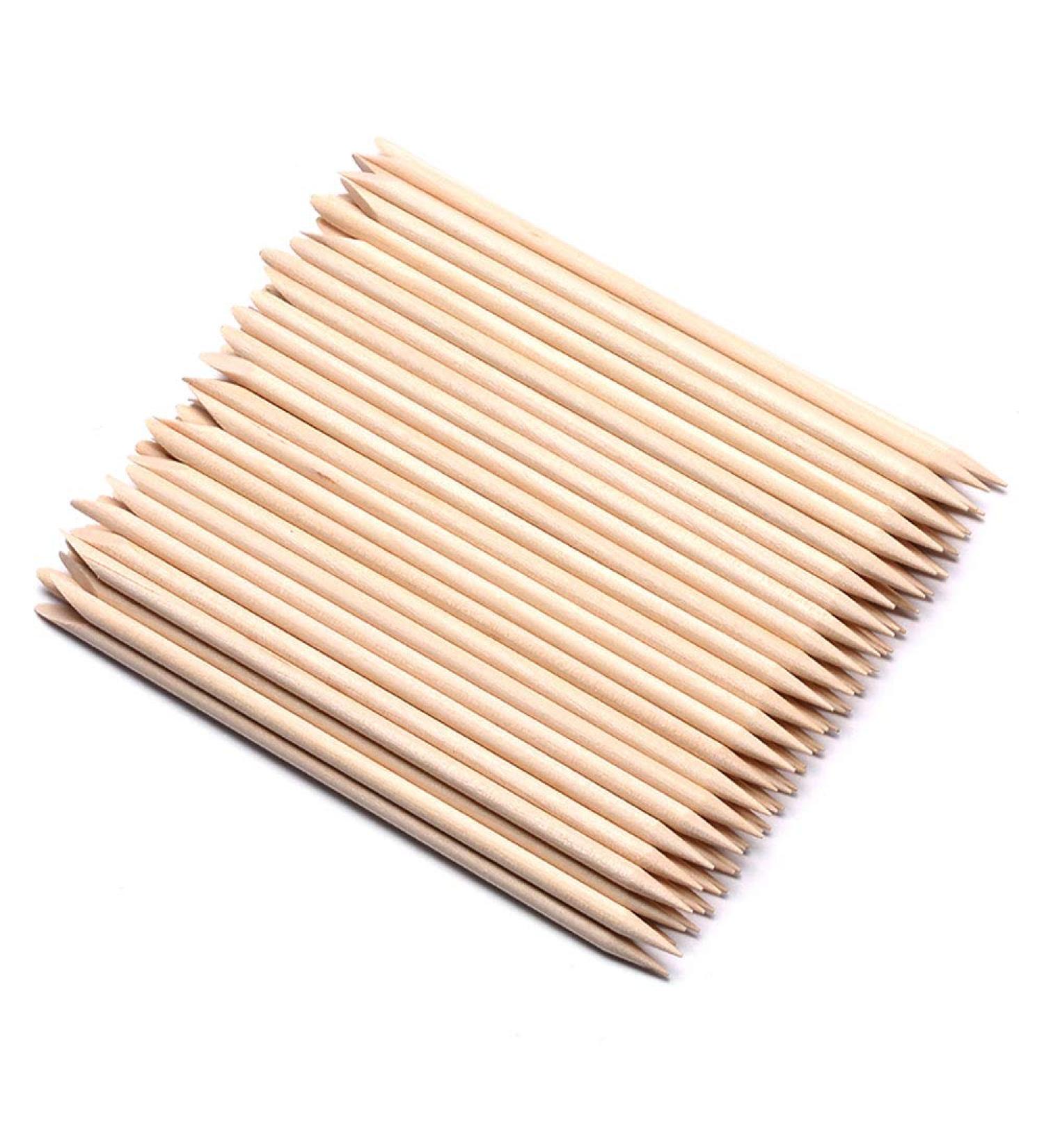Borogo 100 Pcs Orange Wood Nail Sticks - Double Sided Cuticle Pusher for Manicure Pedicure - A-Wood - Buy Online on GoSupps.com