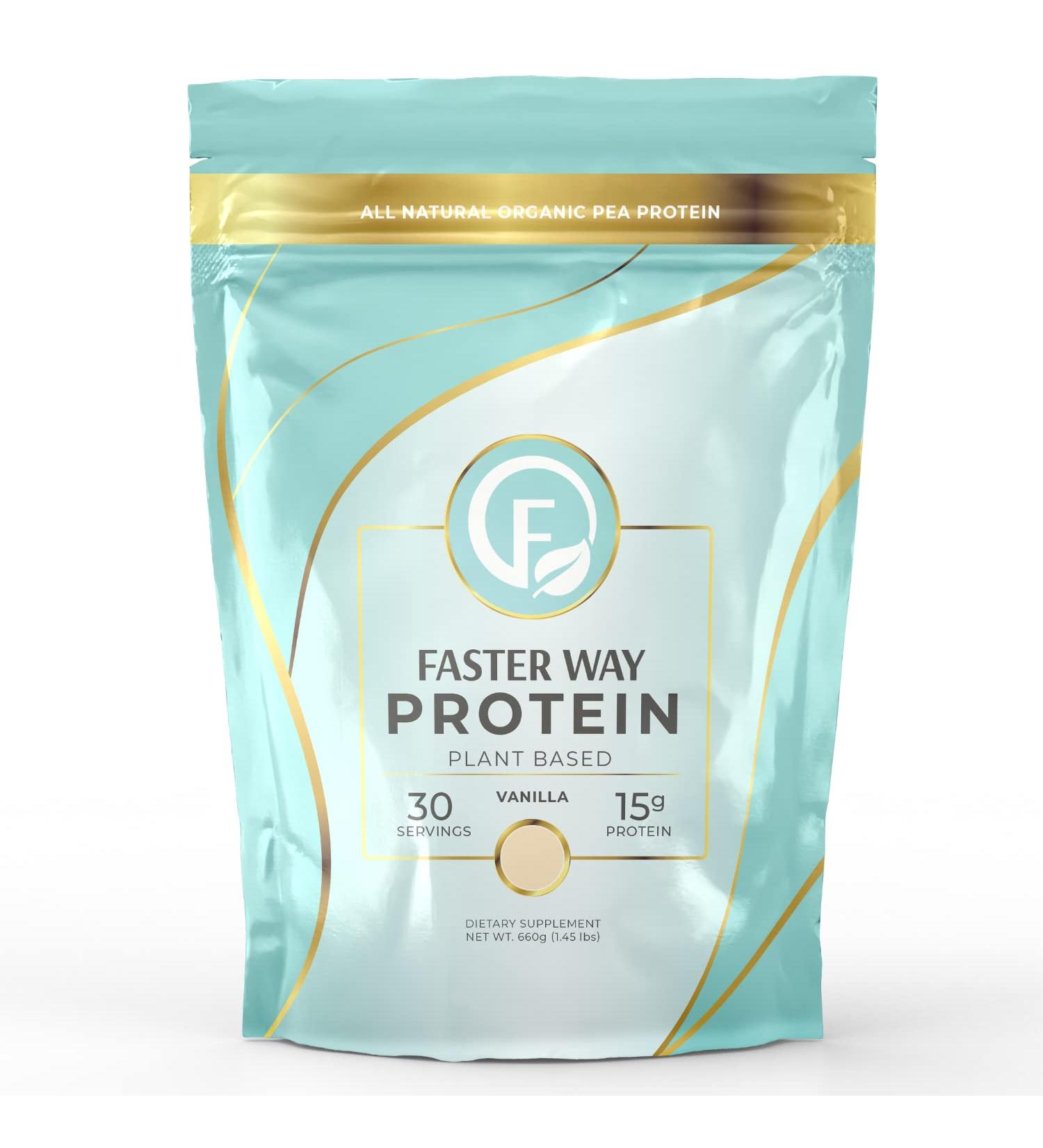 Plant-Based Vanilla Protein Powder | Dairy-Free 30 Day Supply | Organic Pea Protein Isolate | FASTer Way to Fat Loss - Buy Online on GoSupps.com