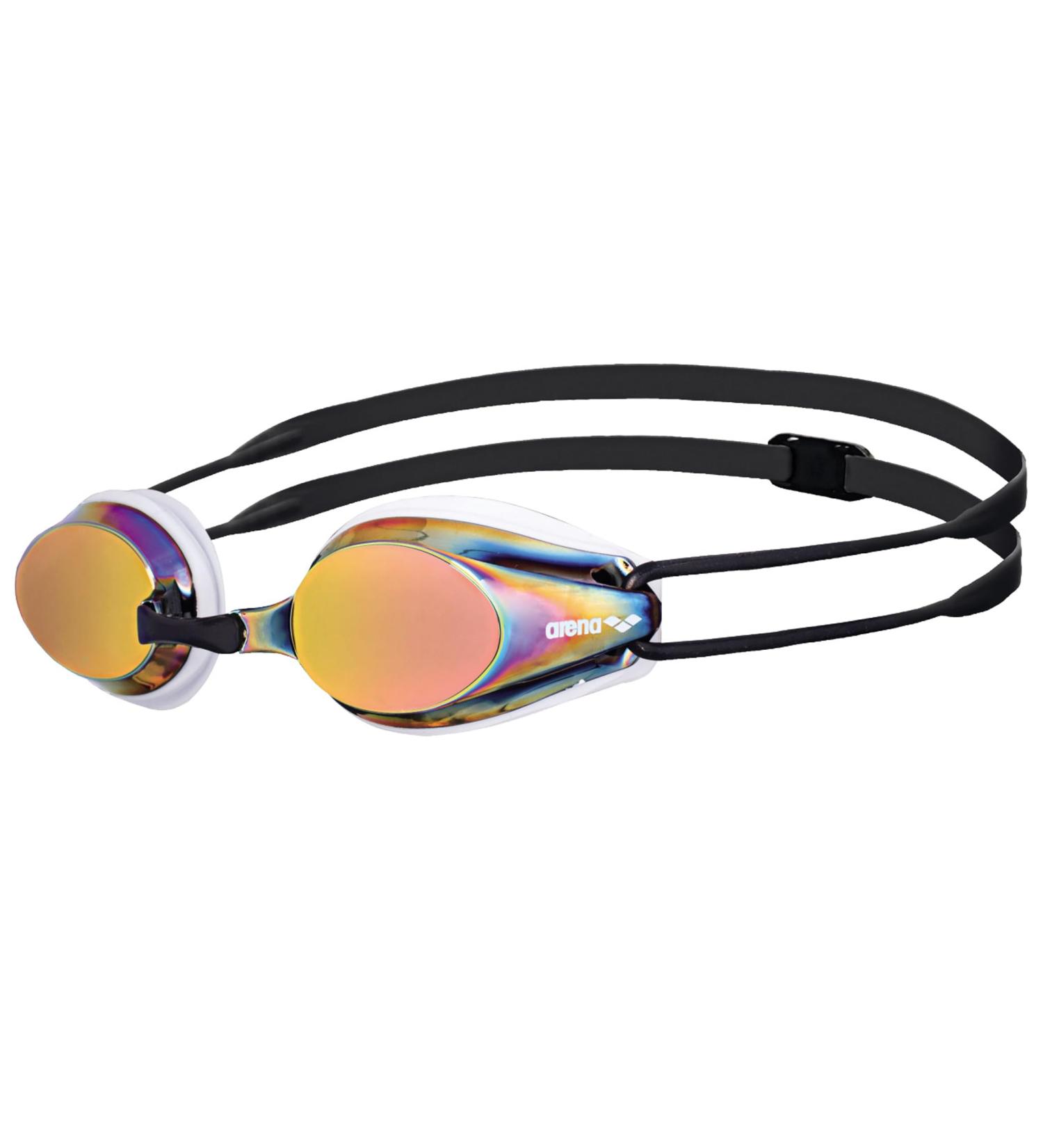Arena Tracks Anti-Fog Competition Swimming Goggles for Adults | UV Protection Interchangeable Nose Bars & Silicone Seals | Multi-Colored Mirrored Glass - Buy Online on GoSupps.com