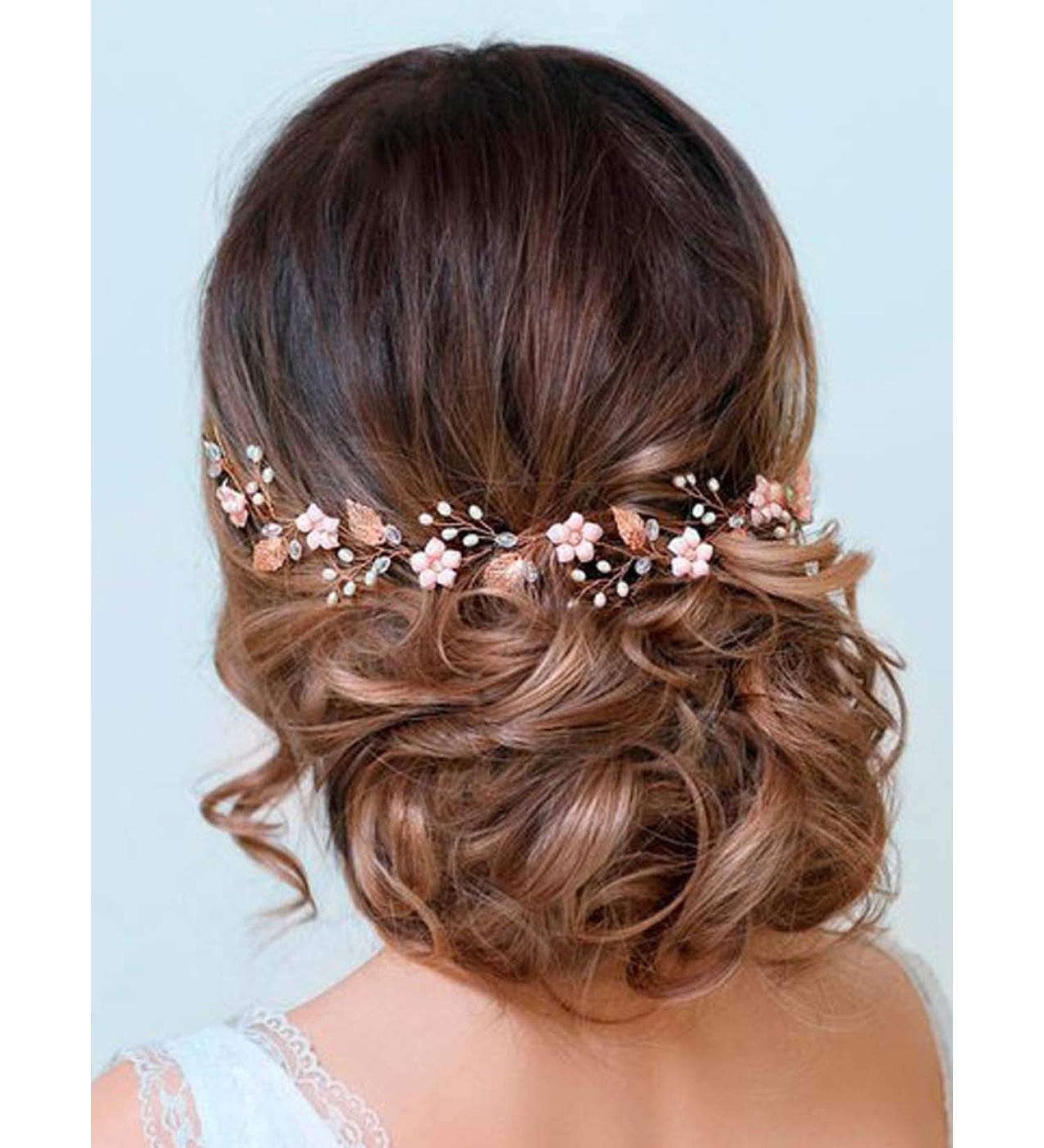 Aukmla Rose Gold Bride Wedding Hair Vine Headband - Crystal Bridal Jewelry - Buy Online on GoSupps.com