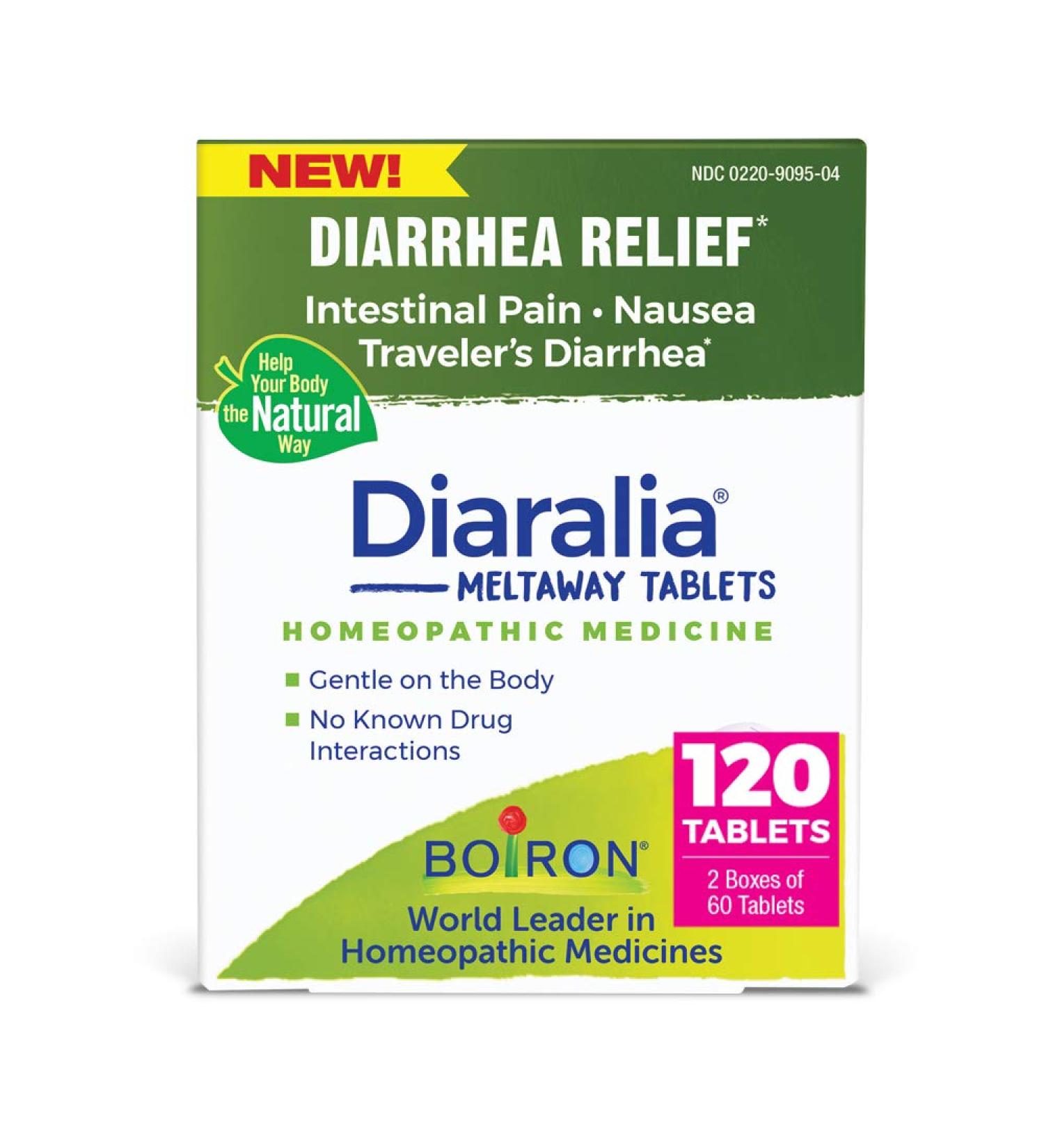 Boiron Diaralia Tablets - Diarrhea Relief for Gas, Bloating, Intestinal Pain & Traveler's Diarrhea - 120 Count - Buy Online on GoSupps.com