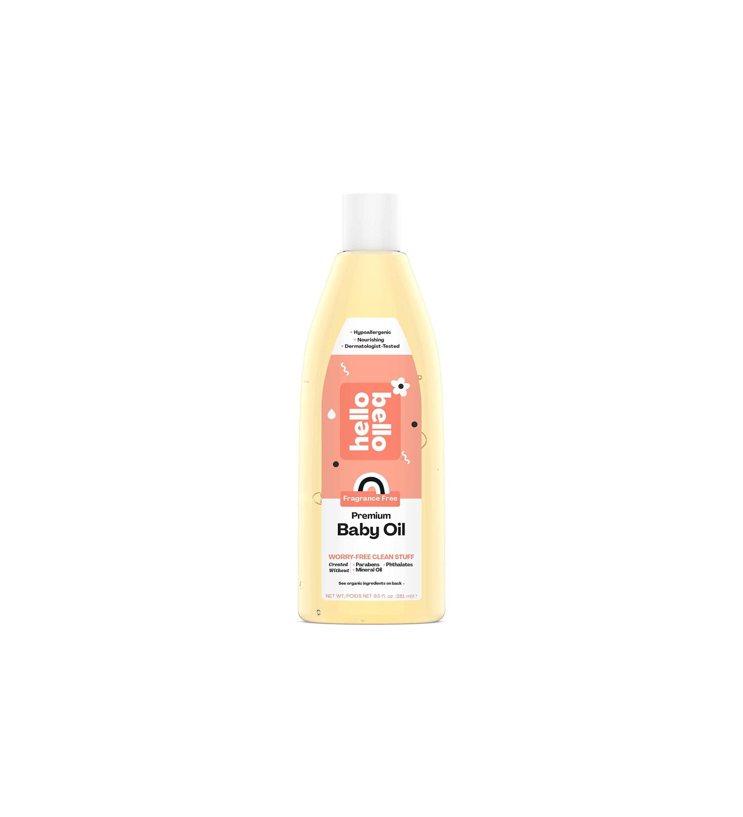 Hello Bello Fragrance Free Baby Oil | Hypoallergenic Lightweight & Non-Greasy | Plant-Derived Ingredients | 9.5 FL Oz - Buy Online on GoSupps.com
