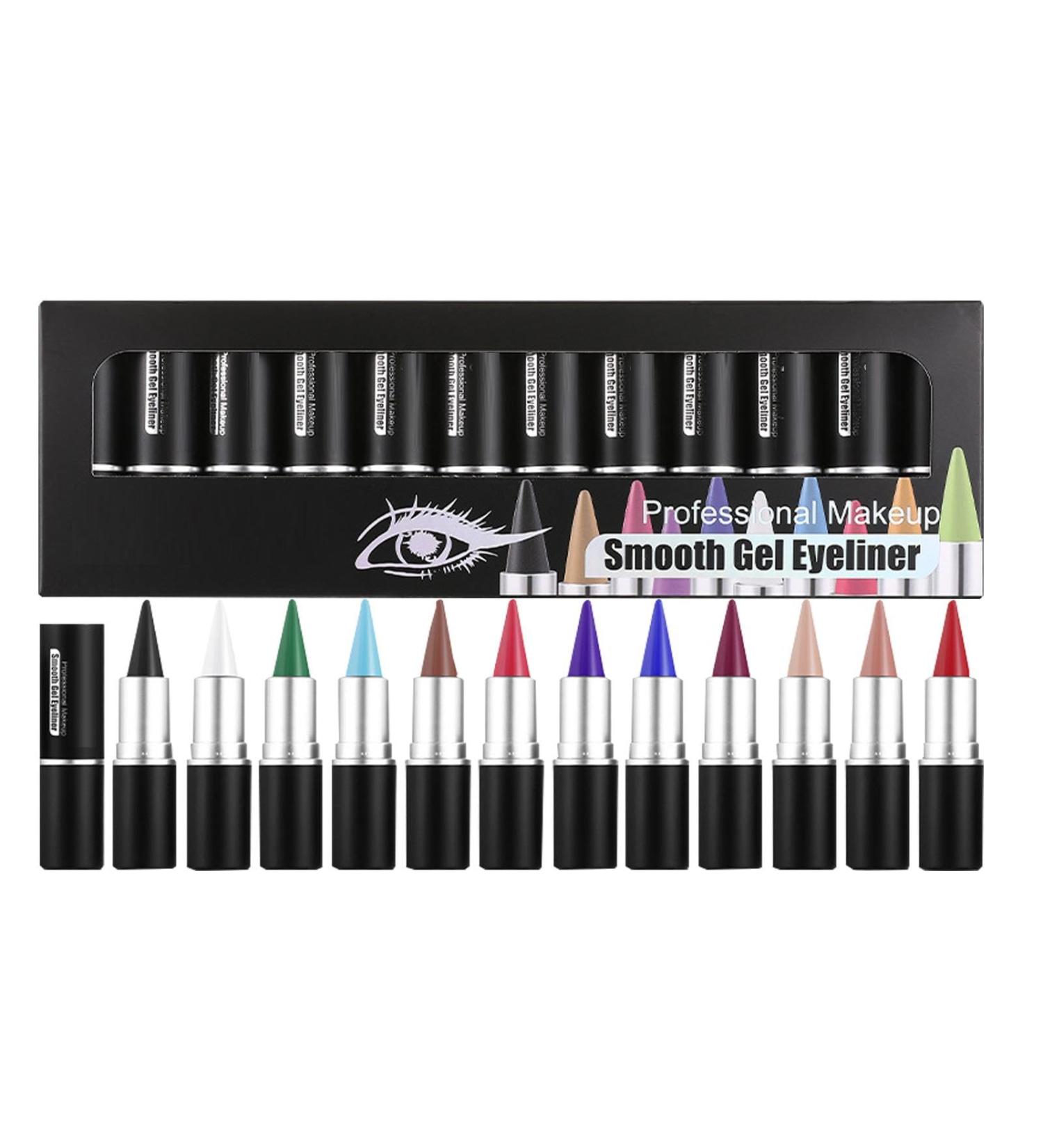 12 x Long Lasting Gel Eyeliner Waterproof Eyeliner Gel 12 x Cream Eyeliner Colorful Matte Natural Eyeliner Matte Matte Eyeliner Quick Dry for Women Girls 12pcs - Buy Online on GoSupps.com