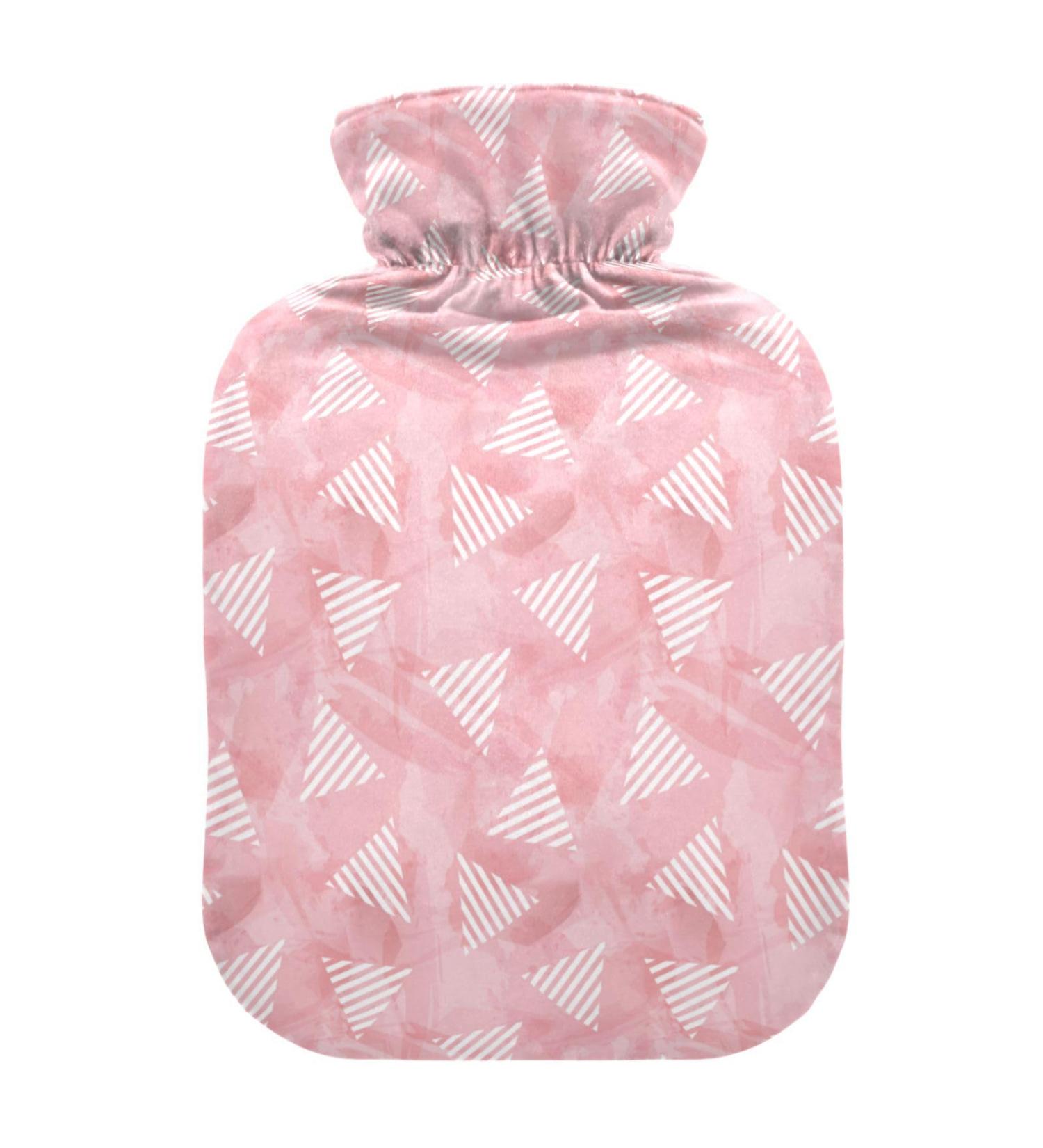 Heat Bottle 1L - Plush Cover Warming Bag for Pain Relief & Winter Sports | Pink Marble Geometry - Buy Online on GoSupps.com