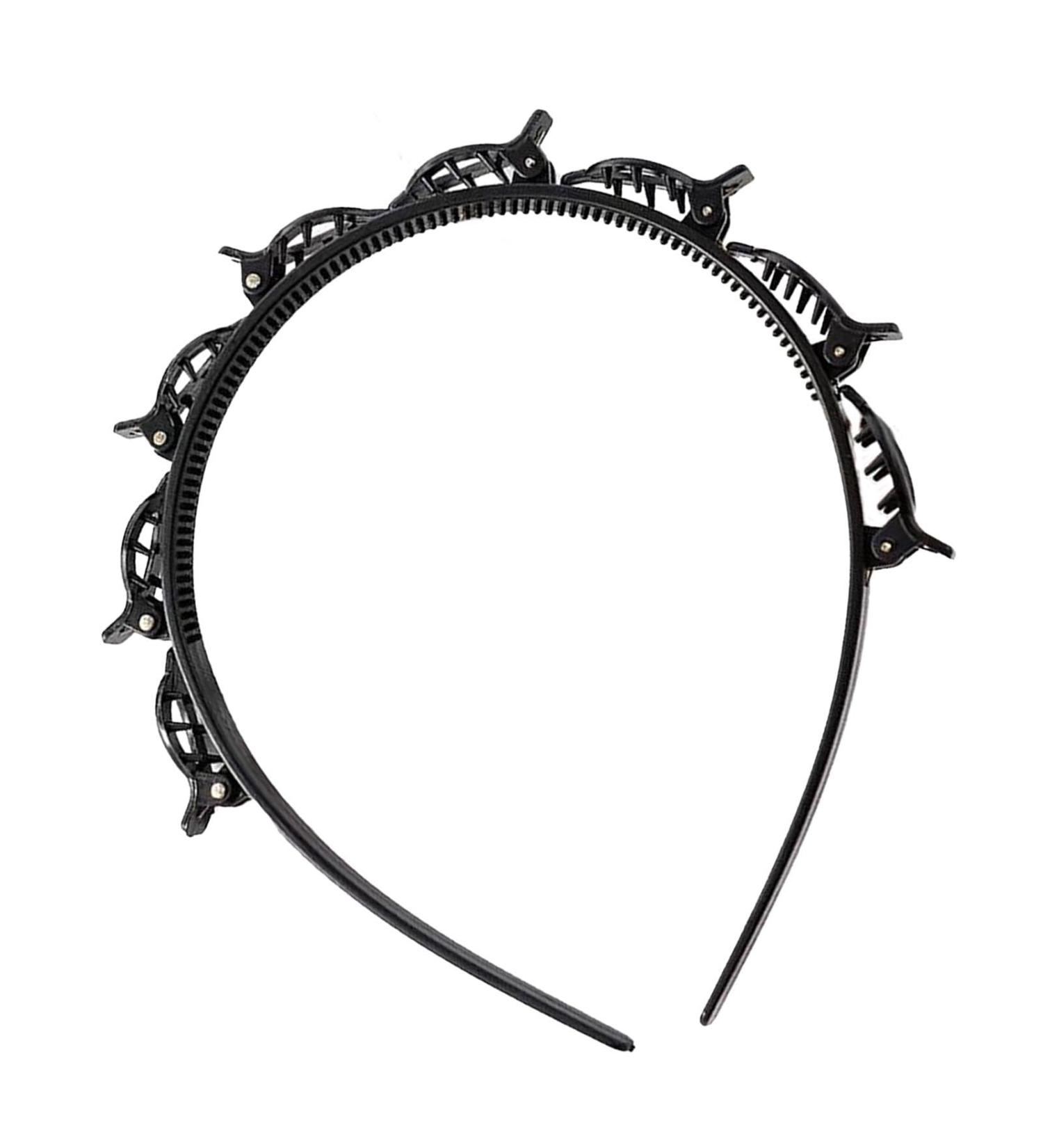Headband with Clips Serrated Headband Braid Tool Hairpin Headband Hair Accessories for Women Headband with Clips Fashionable Headband with Clips Hairstyle Hairpin Black - Buy Online on GoSupps.com