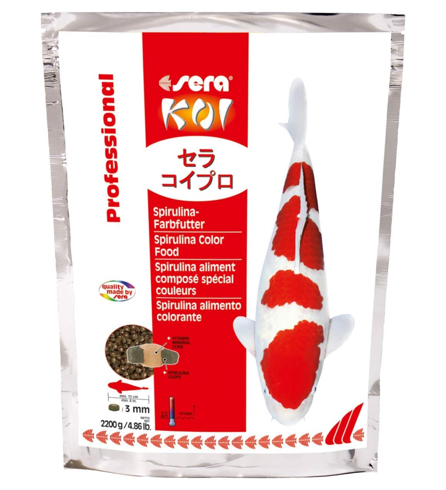 Sera Koi Professional Spirulina Color Feed 2200g - Enhance Koi Colors Promote Growth Reduce Water Pollution & Algae - Ideal for 8 C+ Temperatures | Premium Koi Fishing Food - Buy Online on GoSupps.com