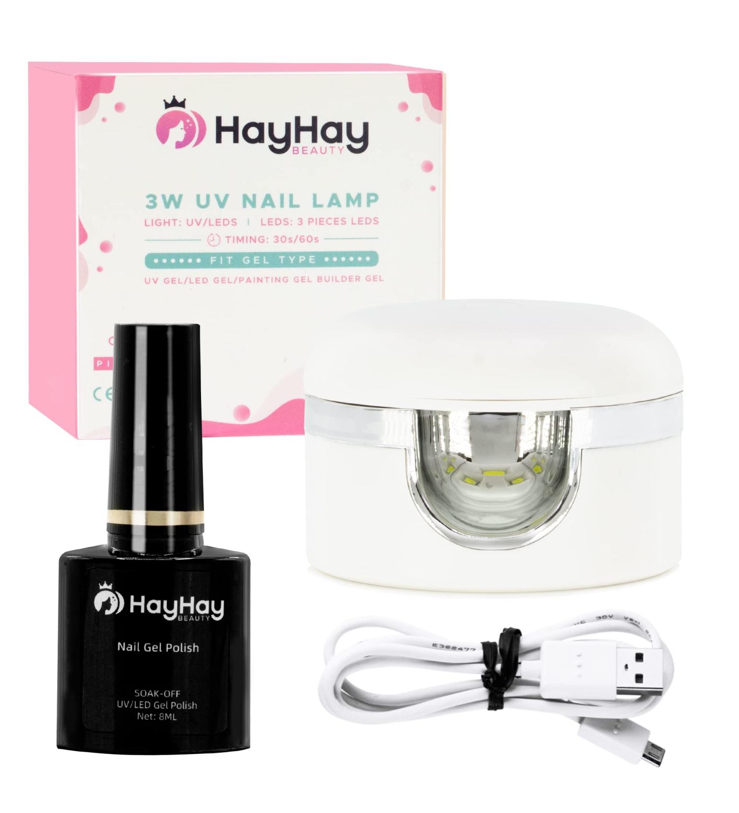 HayHay 3W UV Nail Lamp, Anticlockwise 180 Rotation, Portable Manicure Gel Lamp with 30/60s Timer and Mini Gel Polish - White - Buy Online on GoSupps.com