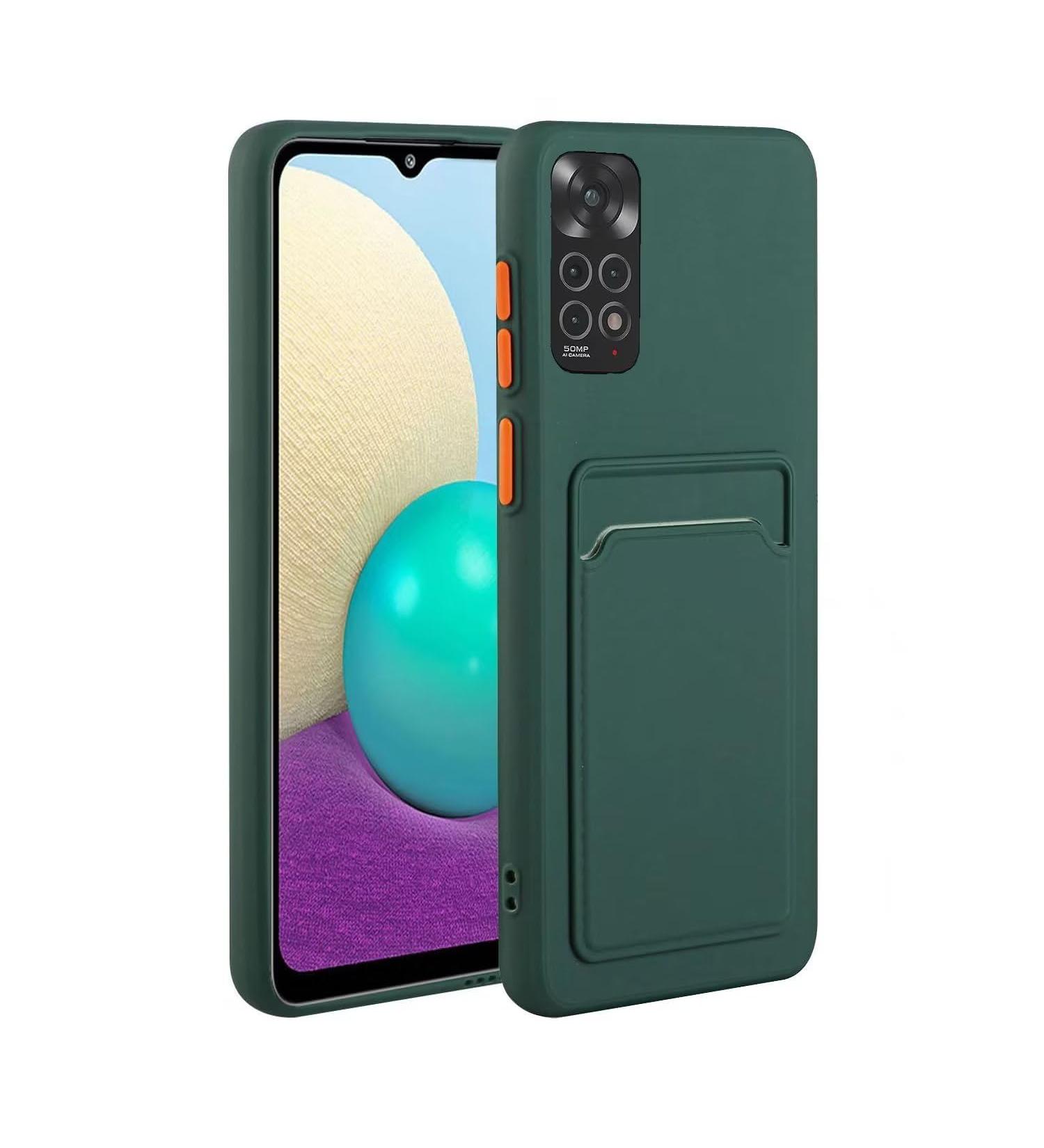 Tivenfezk Nadoli Silicone Case for Xiaomi Redmi Note 11 Pro Ultra Thin Shockproof Scratch-Resistant TPU Wallet Cover with Credit Card Holder - Dark Green - Buy Online on GoSupps.com