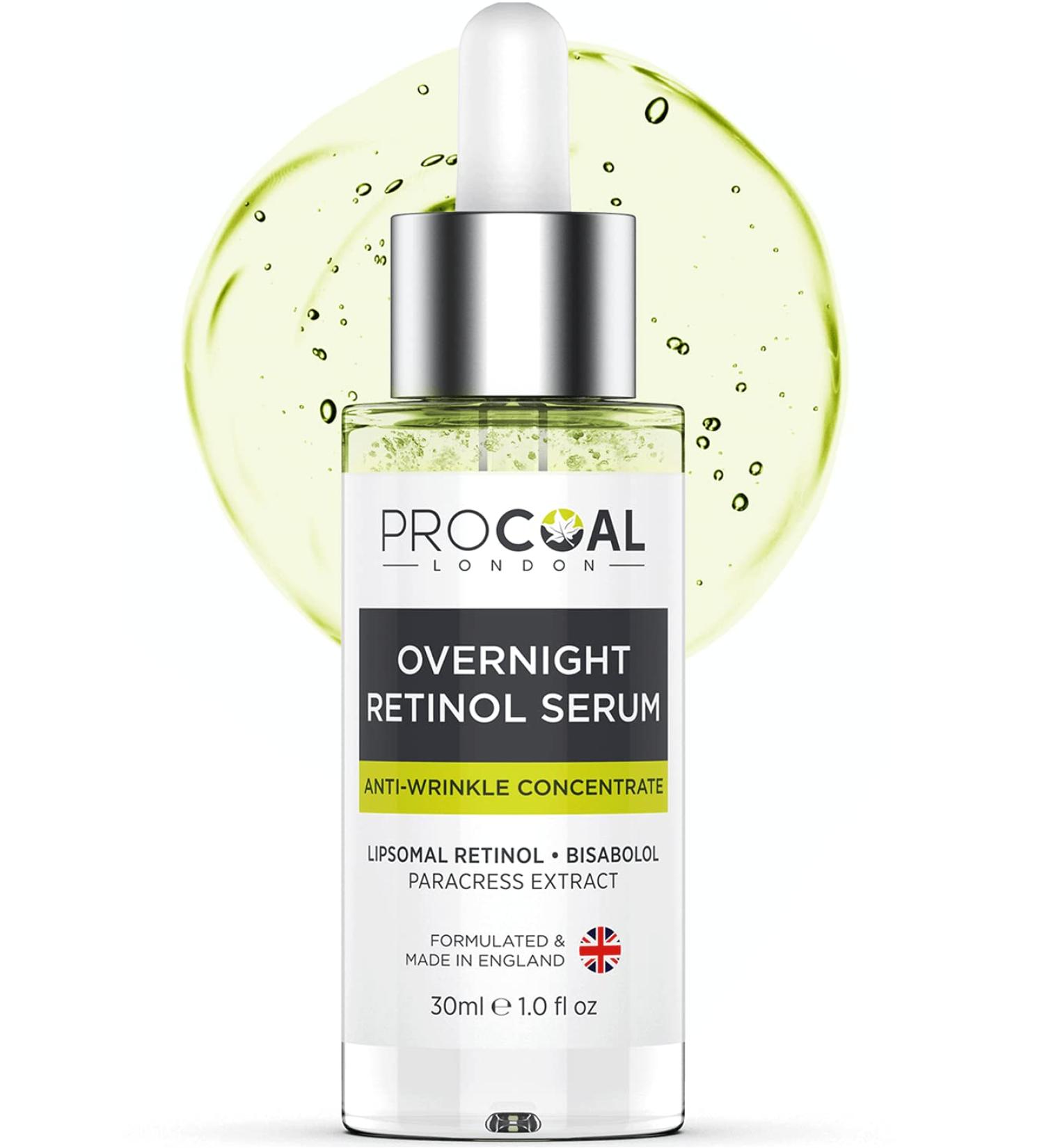 Procoal Overnight Retinol Serum 3% - High Strength Face Serum with Bisabolol & Paracress Extract - 30ml - Vegan & Cruelty-Free - Made in UK - Buy Online on GoSupps.com