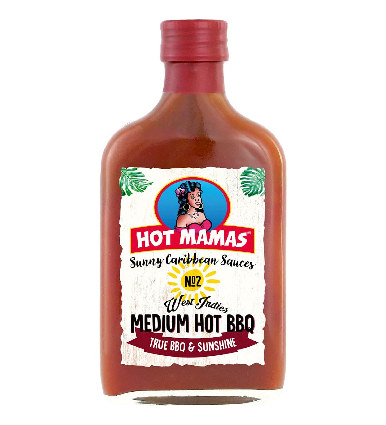 Hot Mamas Sunny Caribbean Sauces Medium Hot BBQ Bottle 195ml