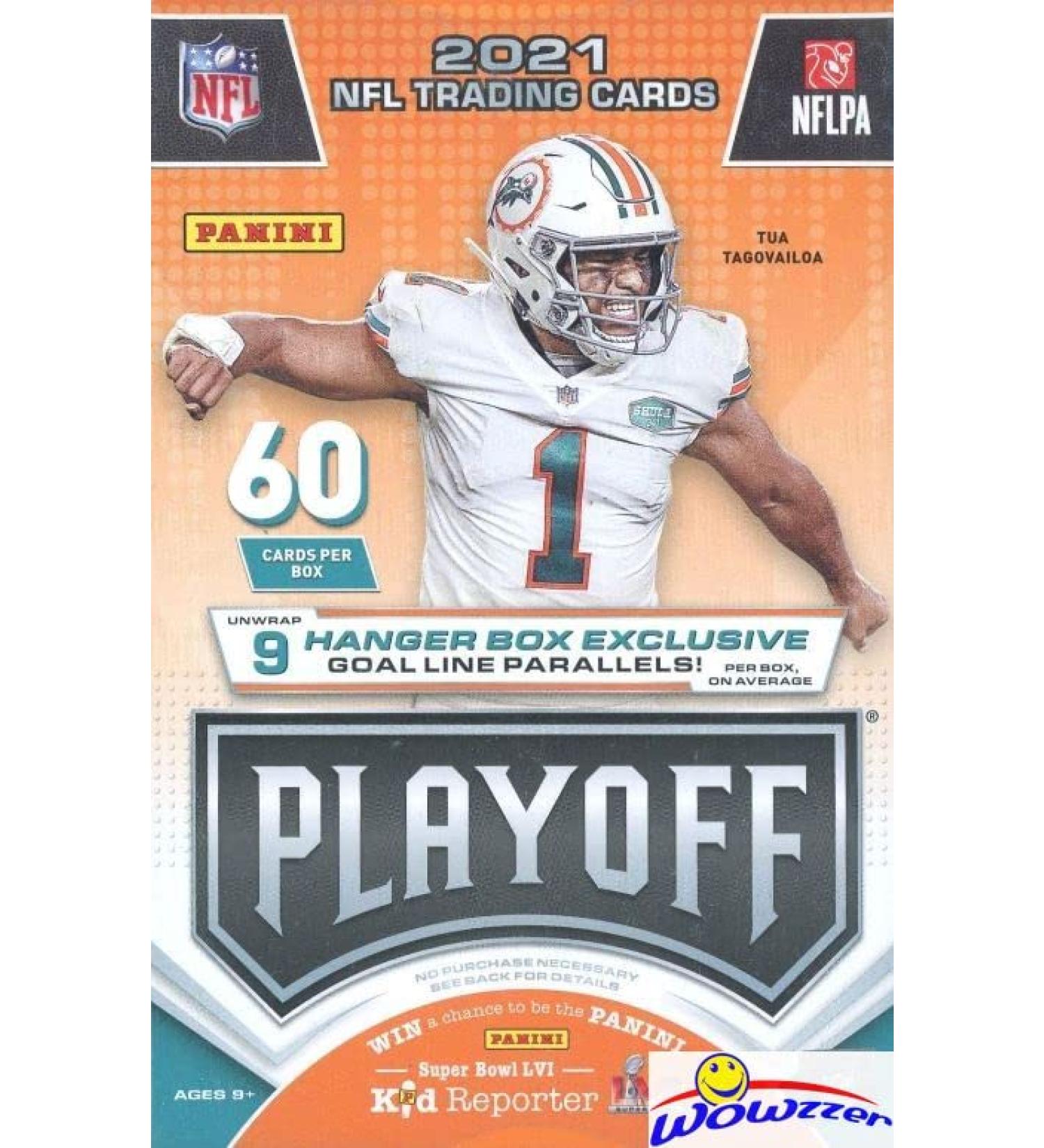 2021 Panini PLAYOFF Football EXCLUSIVE MASSIVE Factory Sealed 60 Card HANGER Box with (9) EXCLUSIVE GOAL LINE PARALLELS! Look for RCS & AUTOS of Mac Jones, Trevor Lawrence, Trey Lance & More! WOWZZER!