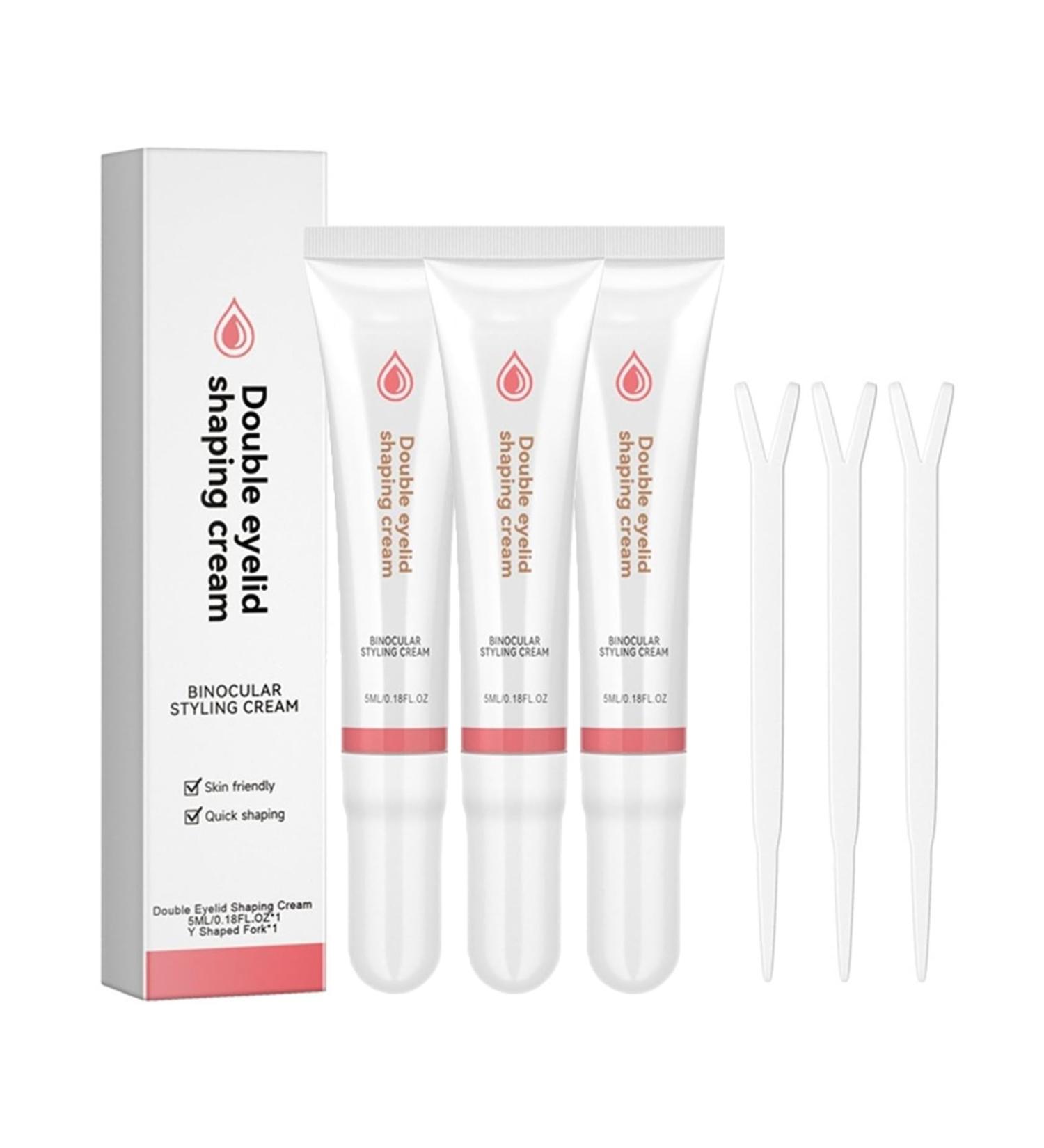  Generisch Set of 3 double-ended eyeshadow styling creams with Y-shaped stick - Natural look and long-lasting hold - Waterproof and sweat-resistant - Invisible double-fold slimming cream - Buy Online on GoSupps.com