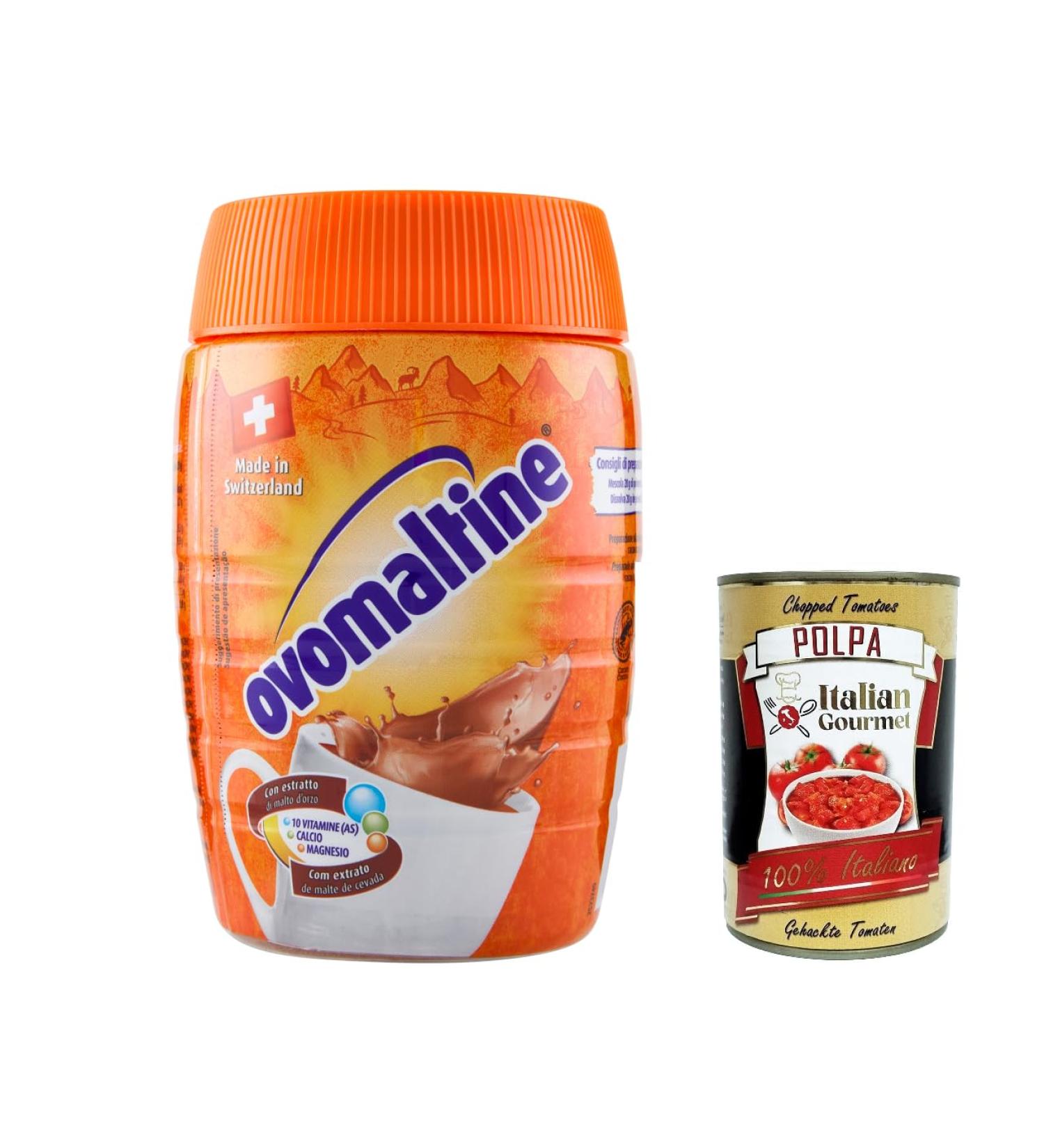 6 x Ovomaltine soluble preparation for drinks based on barley malt and cocoa with vitamins and minerals 400 g + Italian Gourmet polpa 400 g - Buy Online on GoSupps.com