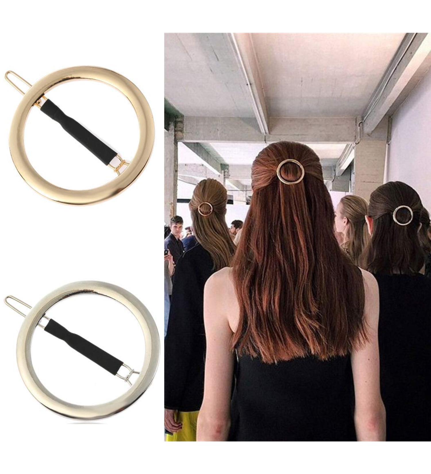 GIYOMI Hollow Hoop Round Circle Hair Clip Set - Minimalist Metal Bobby Pins for Women and Girls - Ponytail Holder Hair Accessories in Gold & Silver - Buy Online on GoSupps.com