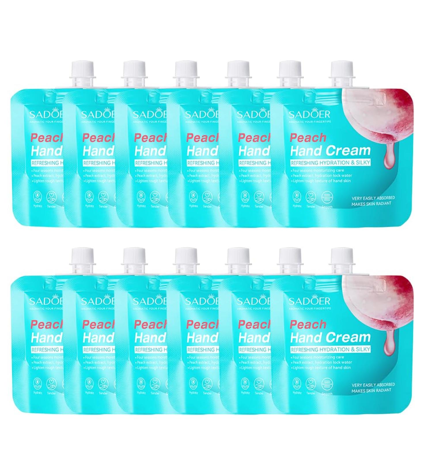 BakerMiche 30g x 12 Pcs Hand Cream for Dry Hands Daily Moisturizing Nourishing Hand Cream Fruit Fragrance Hand Lotion Travel Friendly Sizes Hand Cream Set Peach - Buy Online on GoSupps.com