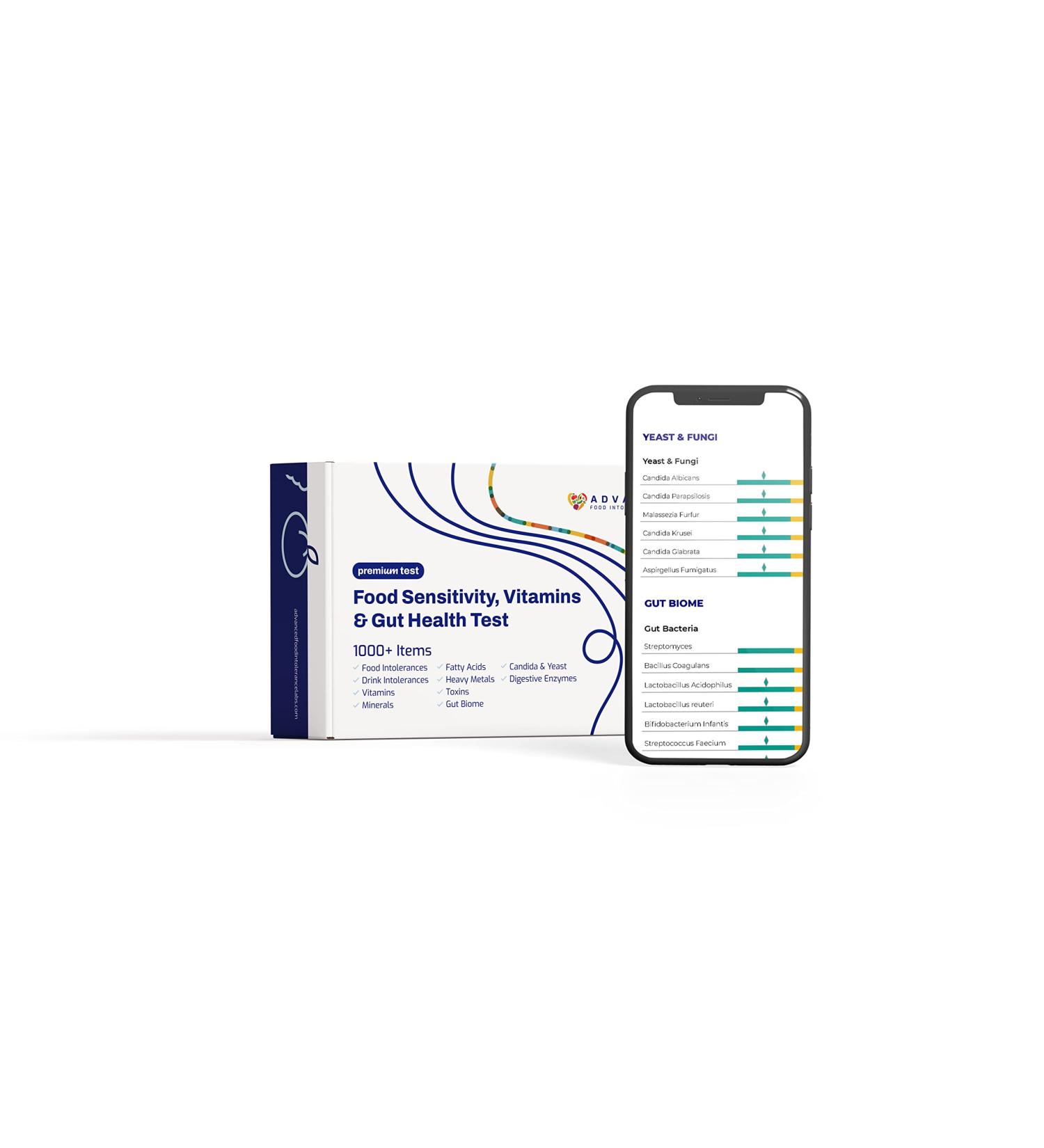 AFIL Premium | 1000+ Items Tested | Food Sensitivity Home Test for Adults & Kids | Foods Drinks Toxins Vitamins Minerals Fatty Acids Gut Biome Candida Digestive Health | Fast Results - Buy Online on GoSupps.com
