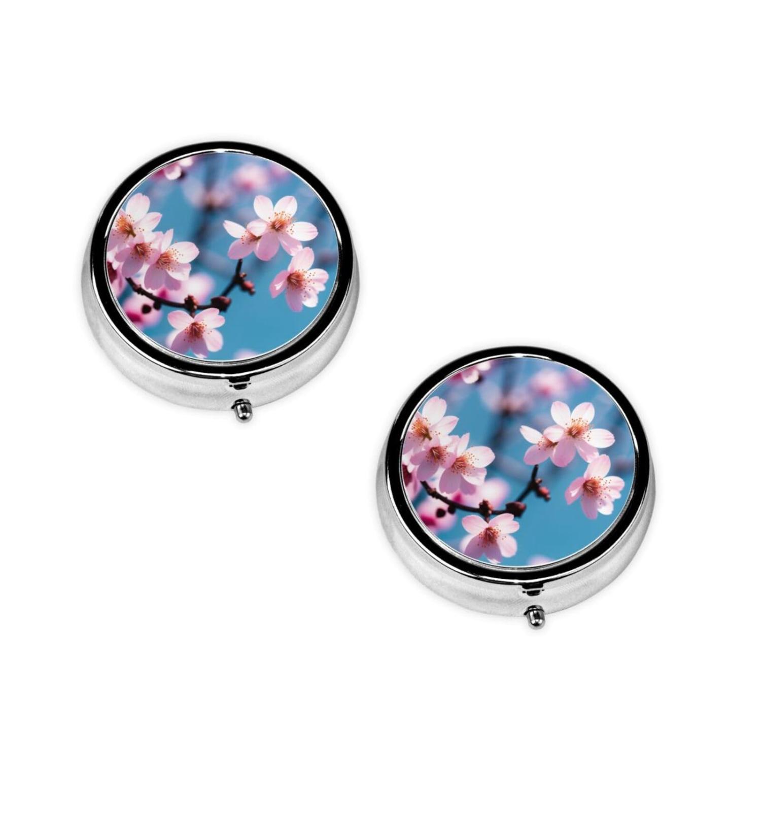 Flower Pattern Mini Round Pill Box | 3 Compartment Portable Pill Organizer for Travel & Home - Buy Online on GoSupps.com