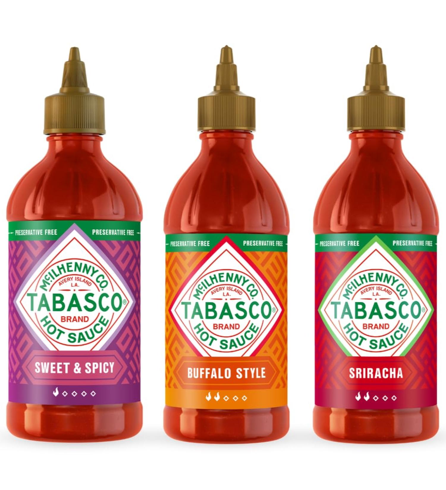 Tabasco Sauce Piquante Multipack Coffret de sauces piquantes avec 3 bouteilles faciles presser de 256 ml Sans gluten conservateurs et mati res grasses (Buffalo Sriracha Sweet & Spicy) - Buy Online on GoSupps.com