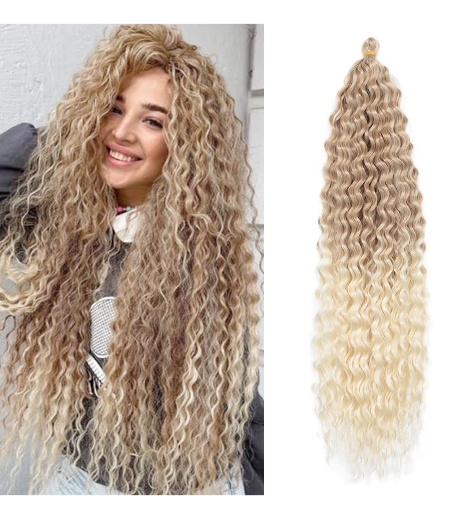 Deep Twist Crochet Hair - Waterwell Twist Bundle 22 Inch Ombre Kinky Curl Extensions 3 Packs 27/613# - Synthetic Curly Braided Hairstyle - Buy Online on GoSupps.com