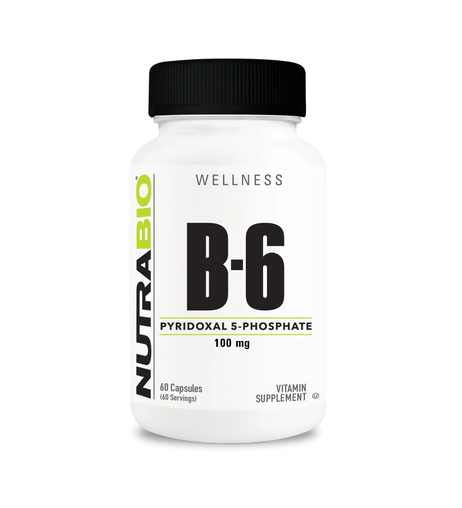 NutraBio Vitamin B6 P5P (Pyridoxal 5-Phosphate) 100mg per Serving B6 Vitamins Coenzyme B6 Vitamin B6 100mg Supplement - 60 Vegetable Capsules - Buy Online on GoSupps.com