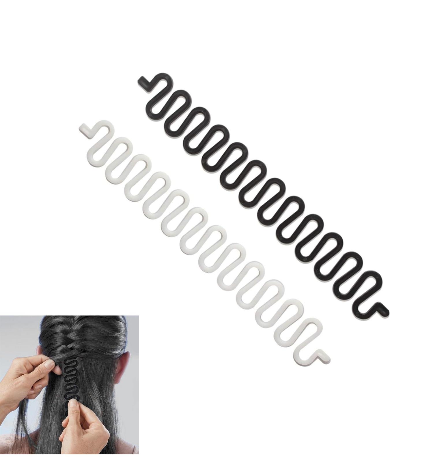 2Pcs Hair Knitting Tool Fashion French Hair Styling Clip Twist Braid Hair Knitting Tool Hair Braiding Tool Plait Hair Braider Braiding Tool Roller Bun DIY Hair Styling Accessories for Women Girls - Buy Online on GoSupps.com