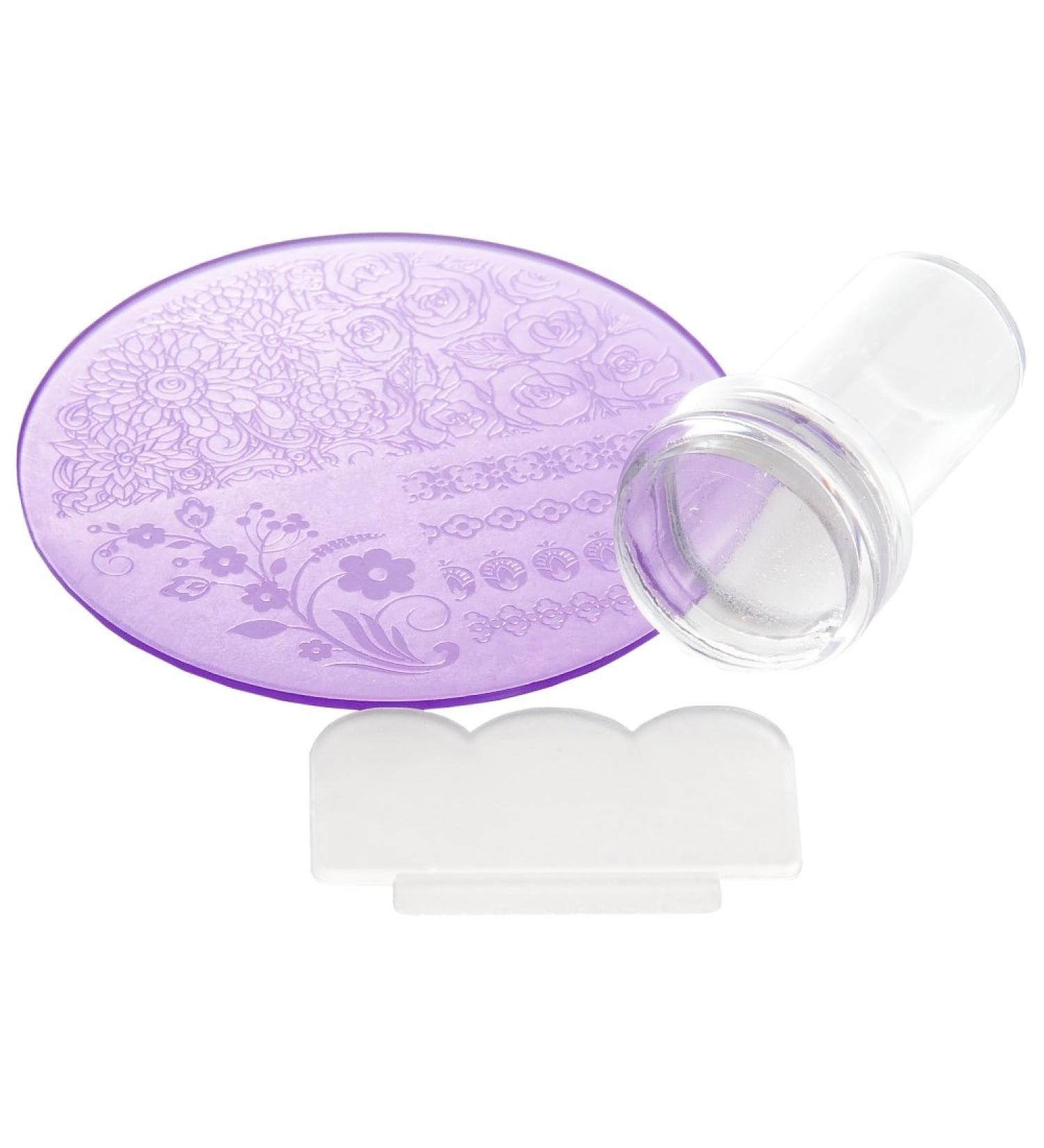 Nail art stamping set - stamp & scraper (Clear Jelly Stamper) + 1x stamping stencil