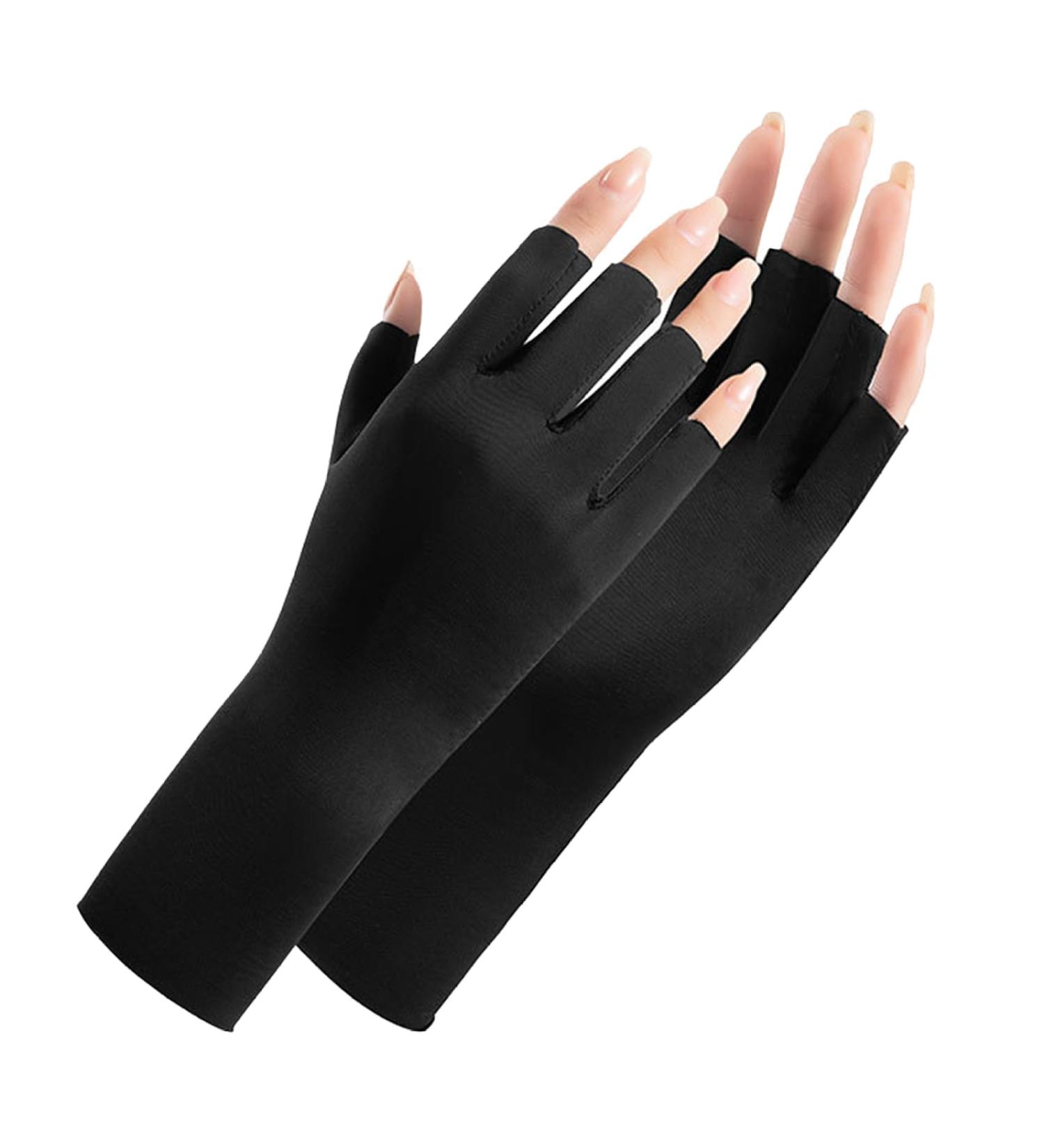 Uv Glove for Gel Manicures Breathable Uv Protection Gloves UPF50+ Fingerless Manicure Gloves for Nail Art Supplies White Black - Buy Online on GoSupps.com