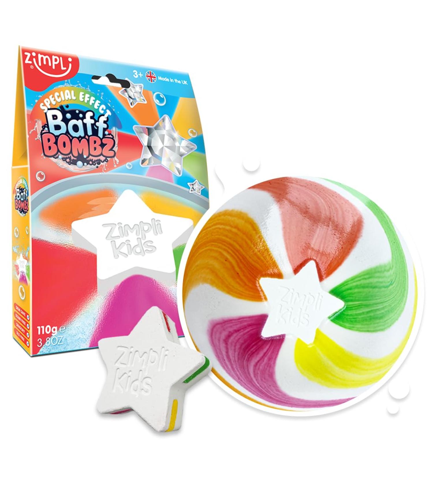 Zimpli Kids Large Star Bath Bomb - Rainbow Special Effect, Birthday Gift for Children, Vegan & Cruelty Free - Moisturizing Fun Bath Toy - Buy Online on GoSupps.com