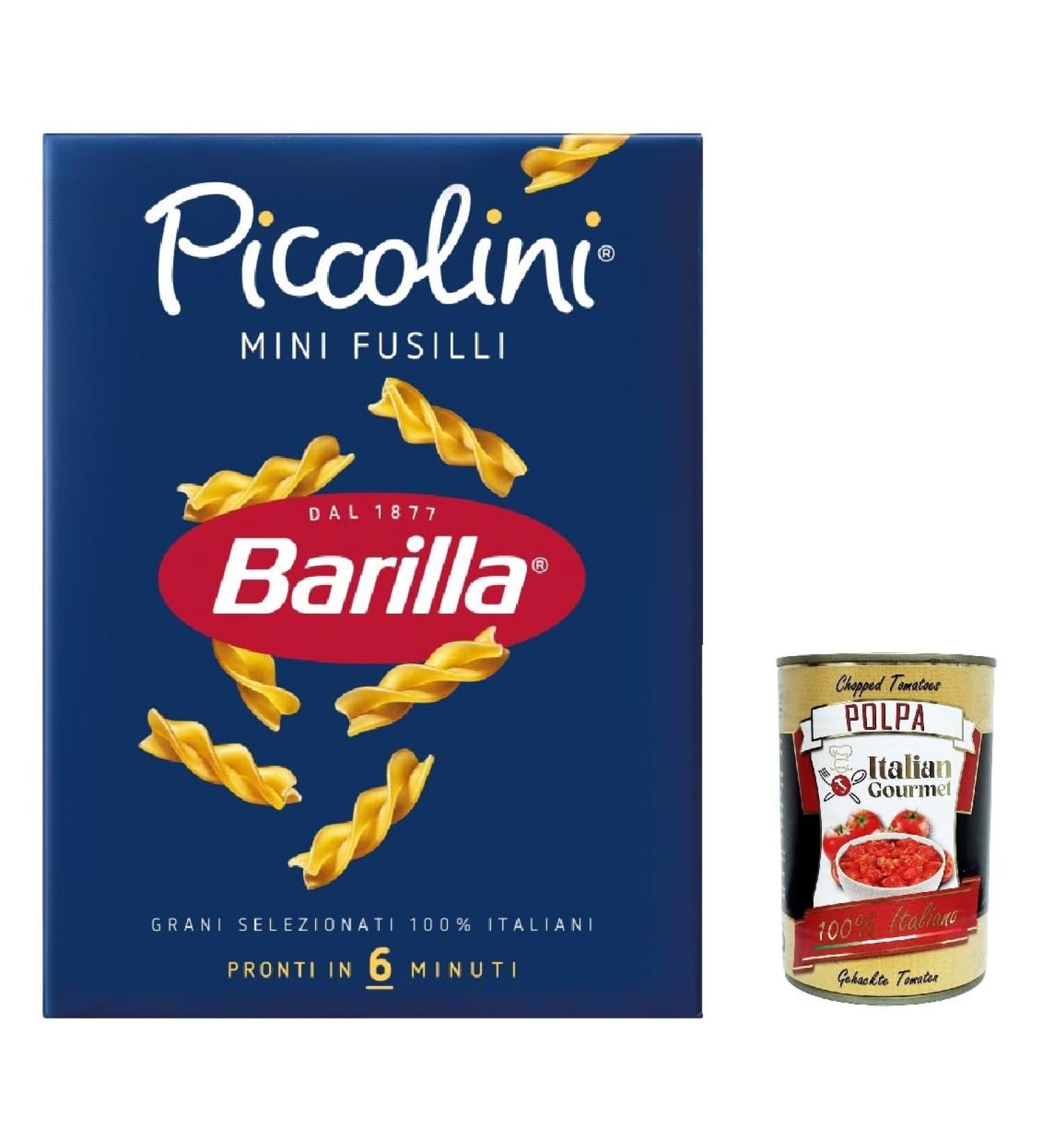  Italian Gourmet E.R. Barilla Mini Fusilli Pasta 100% Italian Pasta 500g + Italian Gourmet Pulp 400g - Buy Online on GoSupps.com