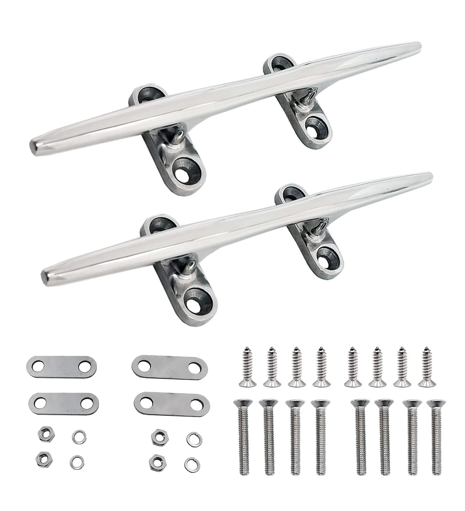 SHENGHUISS 8 inch Boat Dock Cleat Stainless Steel 316 - 4 Pack | Marine Deck Rope Cleats with Fasteners - 2 Pack - Buy Online on GoSupps.com