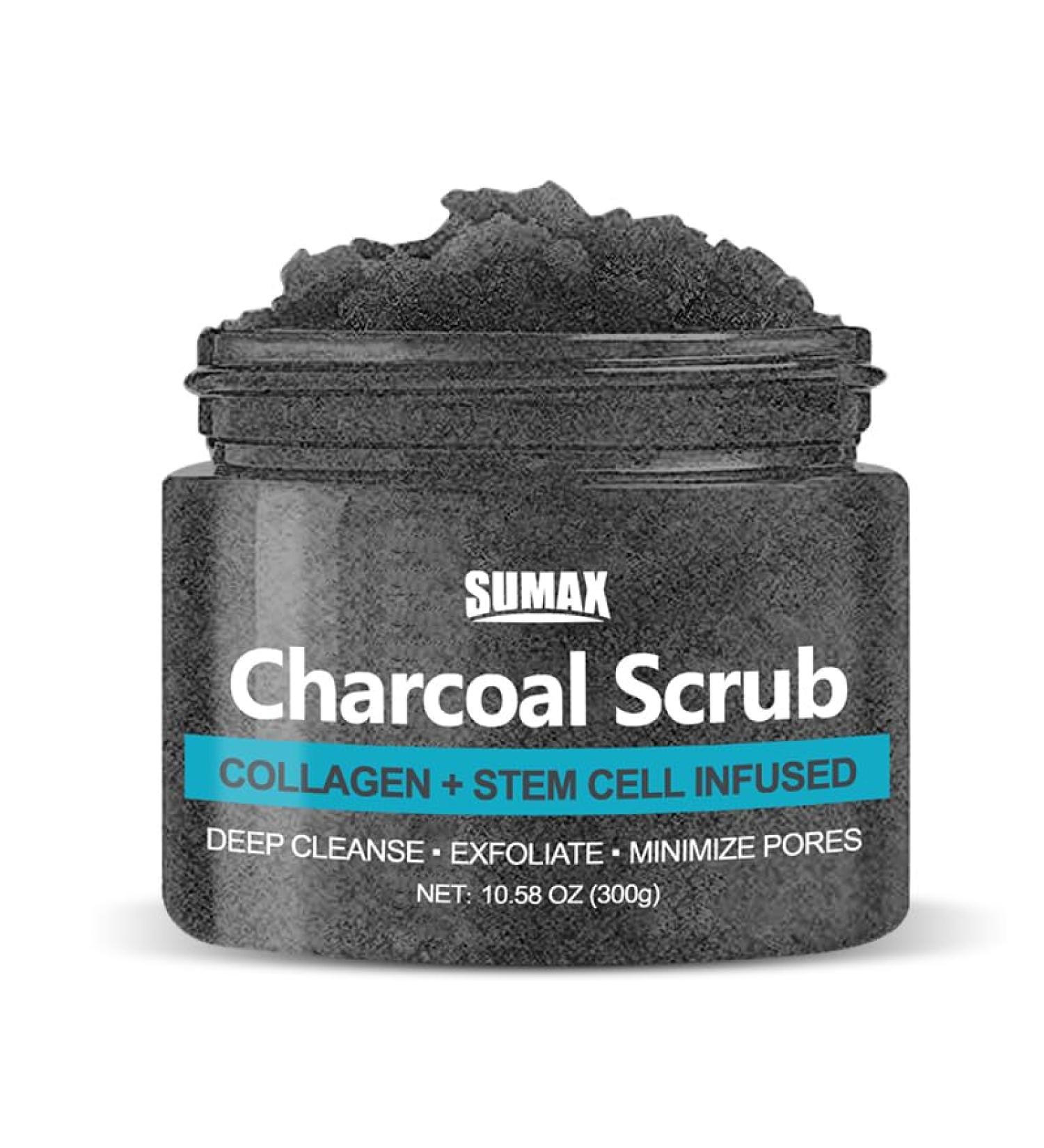 Charcoal Body Scrub Deeply Cleanses Pores Removes Blackheads and Acne Gentle Exfoliation Suitable for Face and Body 300g Charcoal Scrub - Buy Online on GoSupps.com