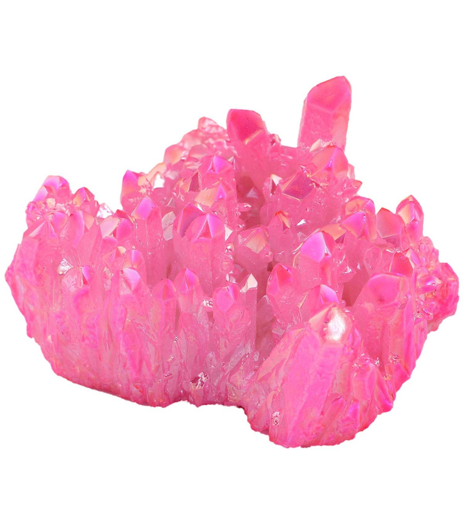 Nupuyai Titanium Coated Pink Bergkristall Druse - Irregular Quartz Geode Gemstone for Reiki & Feng Shui Decoration - Buy Online on GoSupps.com