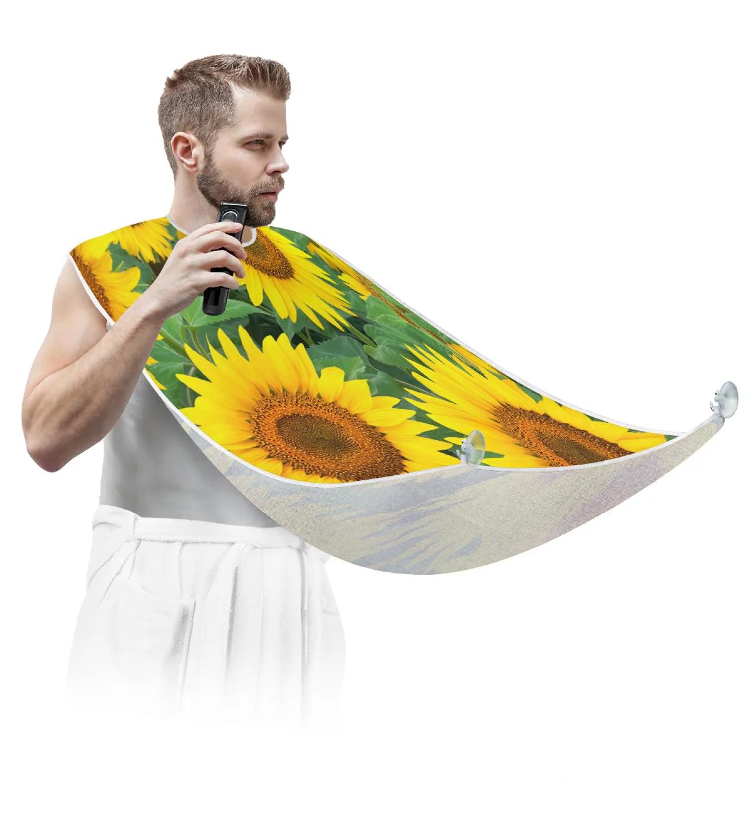 Shop Non-Stick Waterproof Beard Bib Apron for Men - Hair Catcher & Grooming Cloth - Sunflower Design - Buy Online on GoSupps.com
