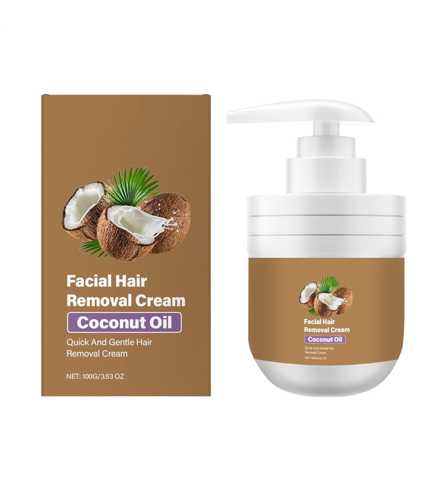 Facial hair removal cream coconut oil hair removal cream gentle and fast painfree and beneficial for women 100 g - Buy Online on GoSupps.com