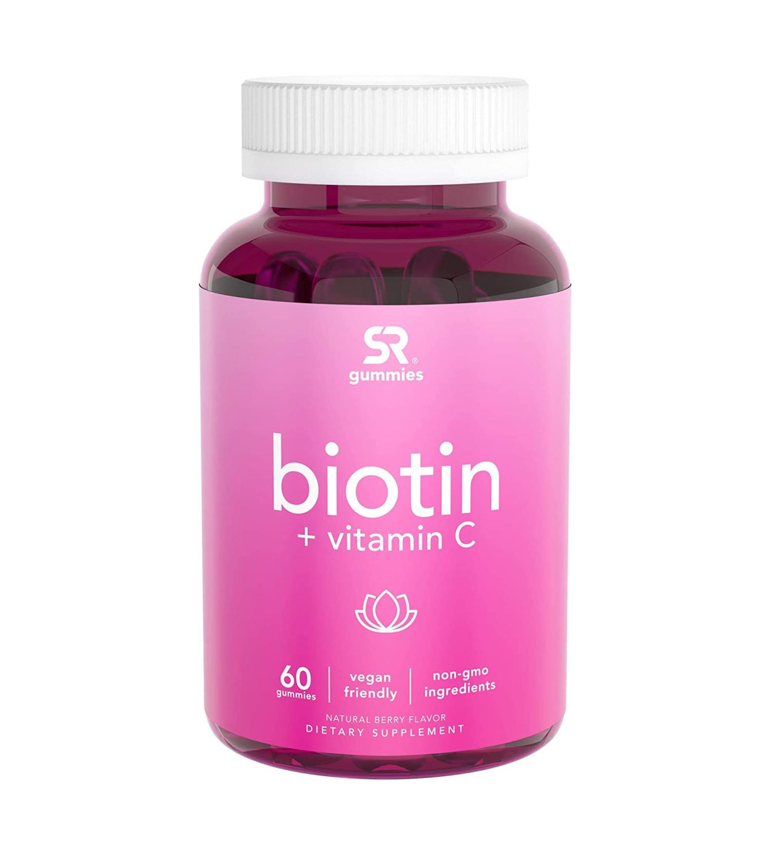 Sports Research Biotin + Vitamin C Gummies - Natural Berry Flavor, 60 Count - Buy Online on GoSupps.com