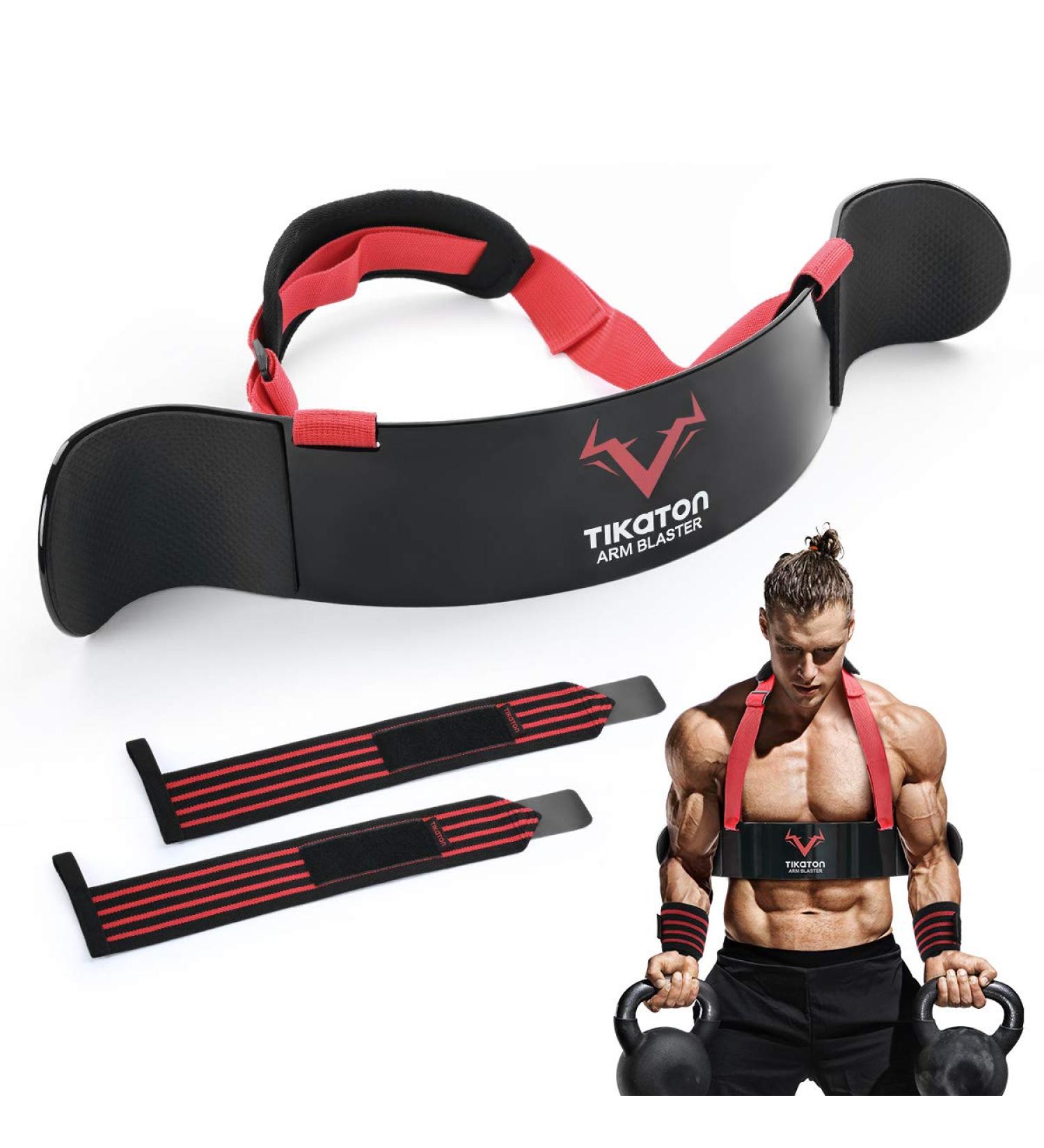Buy Tikaton Arm Blaster with Wrist Bandages - Adjustable Biceps & Triceps Isolator for Bodybuilding | Black Aluminum Arm Curl Device - Buy Online on GoSupps.com