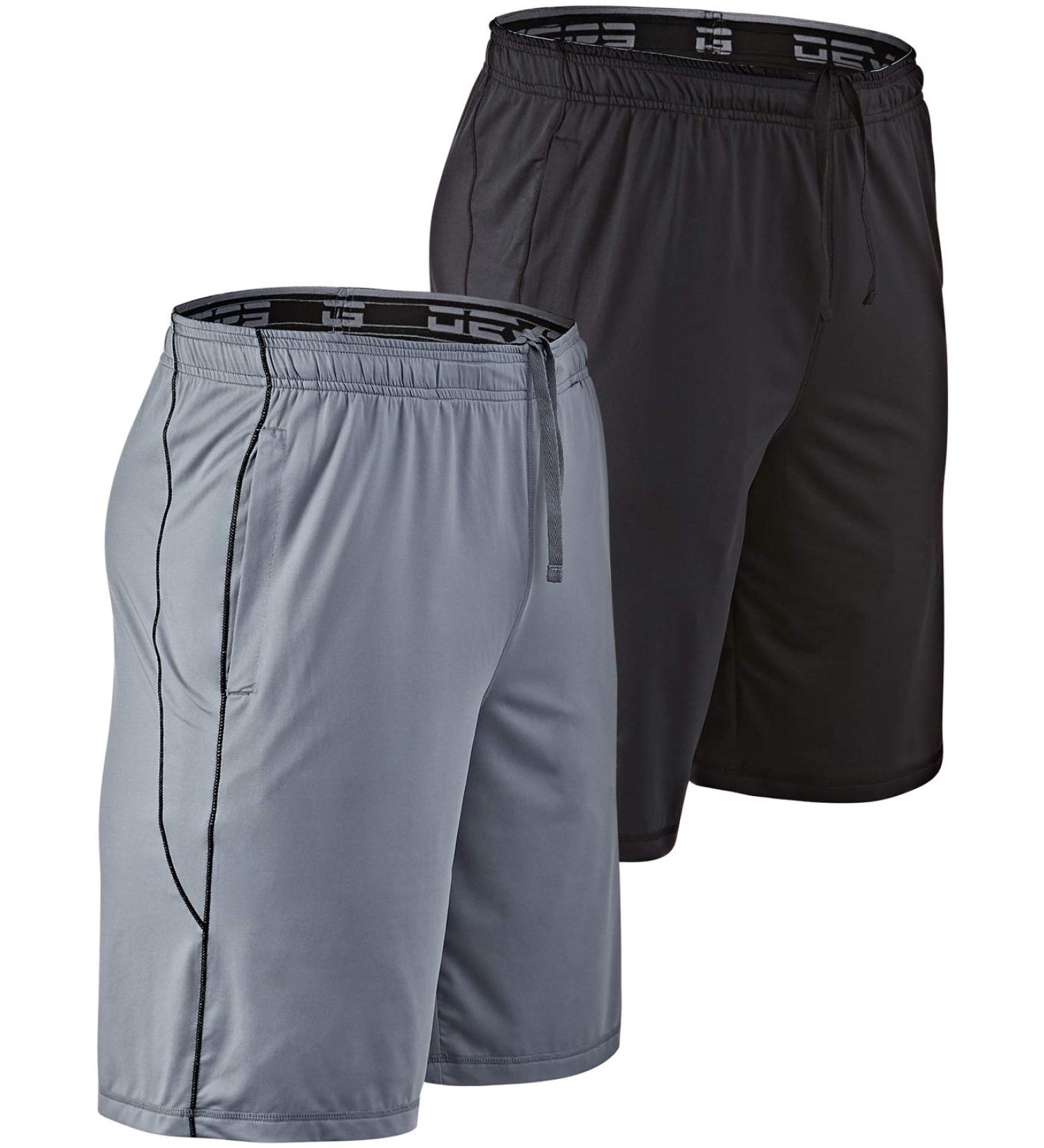 DEVOPS Men's 2-Pack Loose-Fit Workout Gym Shorts with Pockets - X-Large - Black/Steel - Buy Online on GoSupps.com