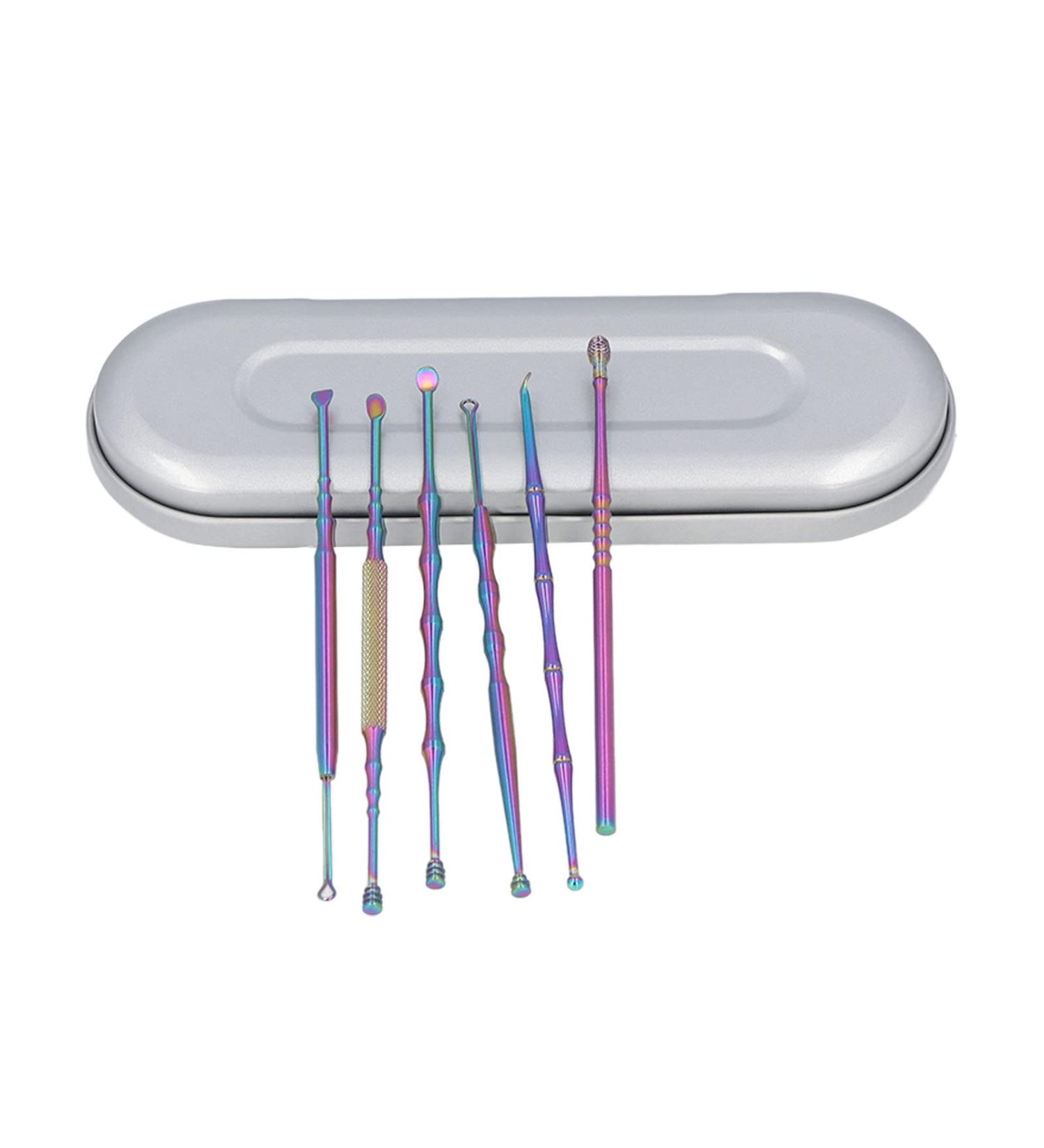 6 Pcs Stainless Steel Ear Wax Removal Kit with Storage Box - Home & Travel Ear Pick Tool Set - Multicolor - Buy Online on GoSupps.com
