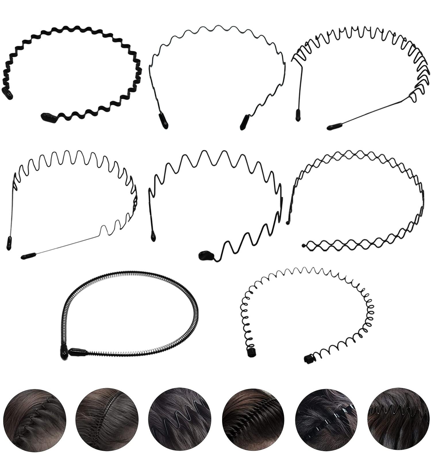 Shop Tafaftl 8-Piece Metal Hair Band Set - Unisex Non-Slip Wave Black Hair Ties for Sports & Yoga - Buy Online on GoSupps.com