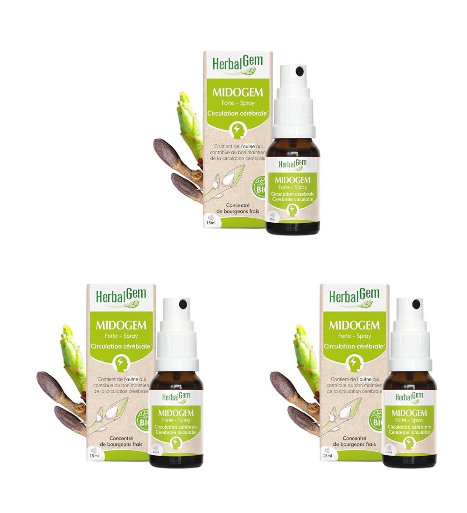 HerbalGem|Midogem Forte Spray Bio|Complexe de Gemmoth rapie Concentr e|15 ml (Lot de 3) - Buy Online on GoSupps.com