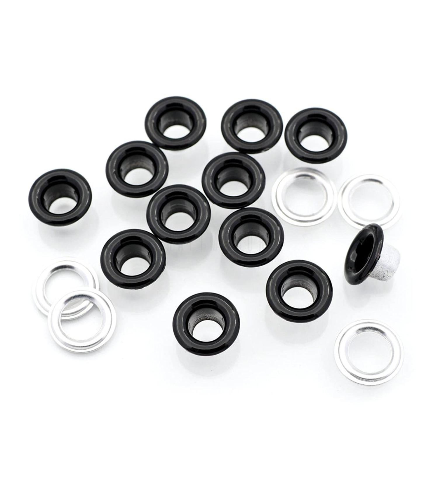 CRAFTMEMORE 100pack 3/16 ID Colored Eyelets Grommets with Washers - Black Aluminum Eyelets for DIY Craft, Shoes, Clothing, Leather, Canvas - Buy Online on GoSupps.com