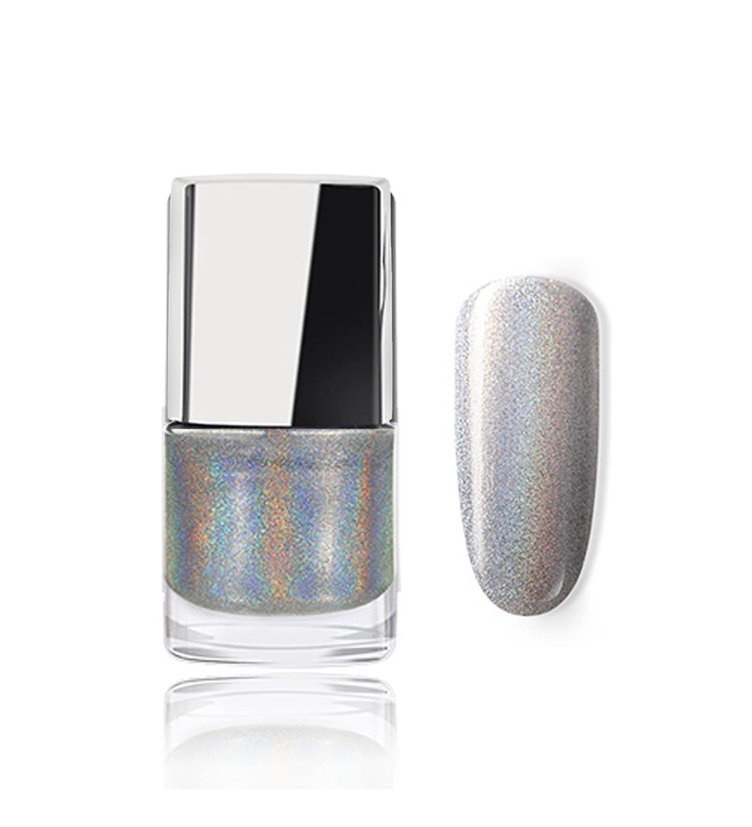 Holographic Nail Polish Glitter Nail Polish With Mermaid Effect Silver Nail Polish Long Lasting Nail Polish Polarising Glitter Nail Polish Art Gel Polish Quick Dry (7ml) (#01) - Buy Online on GoSupps.com