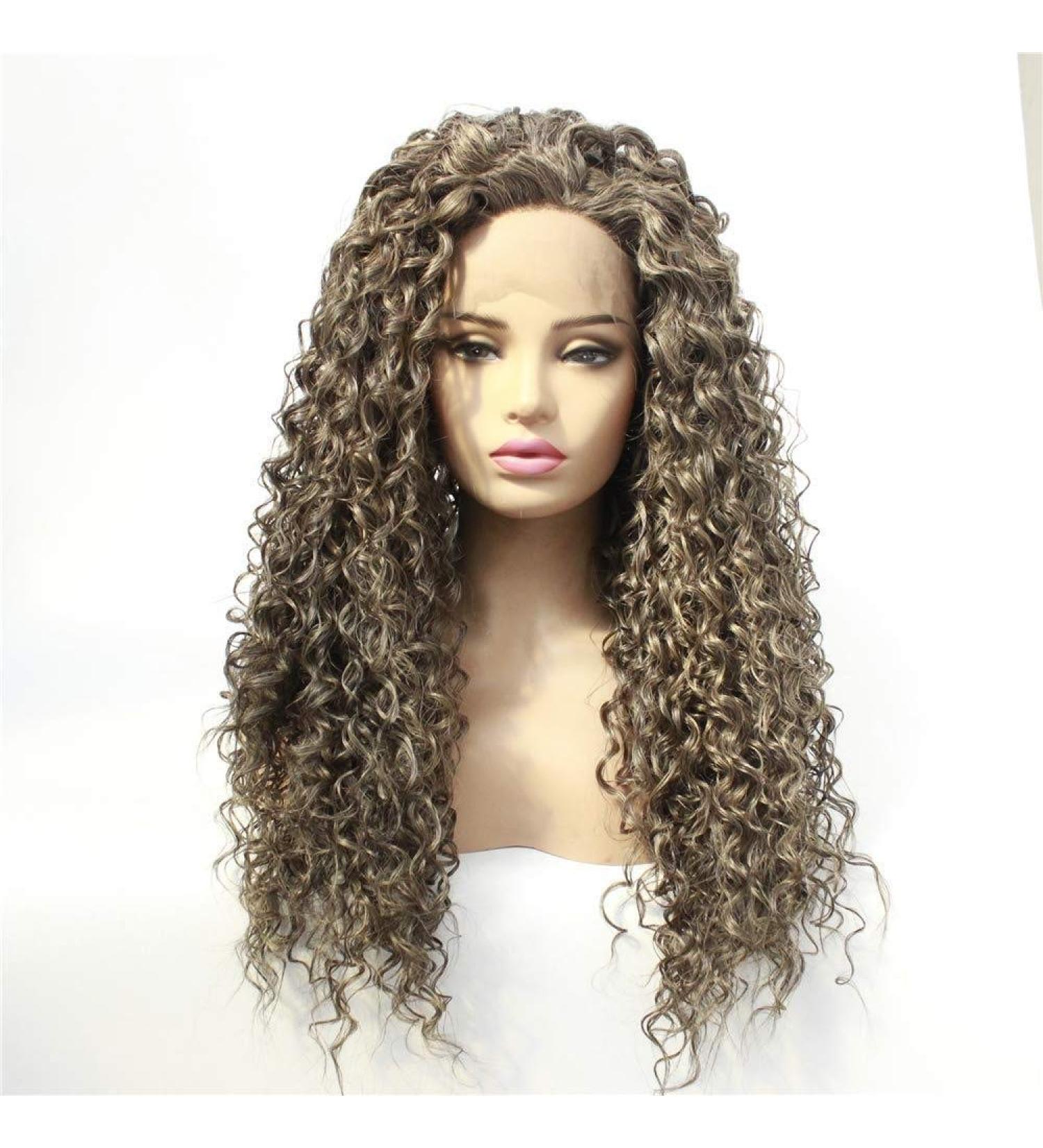 Buy Linen Brown Wavy Long Curly Hair Wig | Small Rolls Ladies Wig | International Shipping Available - Buy Online on GoSupps.com