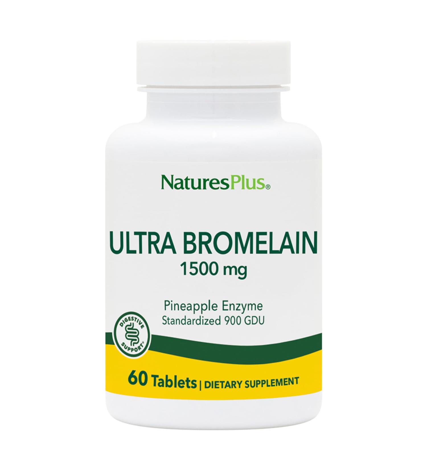 NaturesPlus Ultra Bromelain 1500 mg - 60 Tablets Pack of 2 - Supports Joints Digestive Health & Overall Well-Being - Vegetarian Gluten Free - 120 Total Servings - Buy Online on GoSupps.com