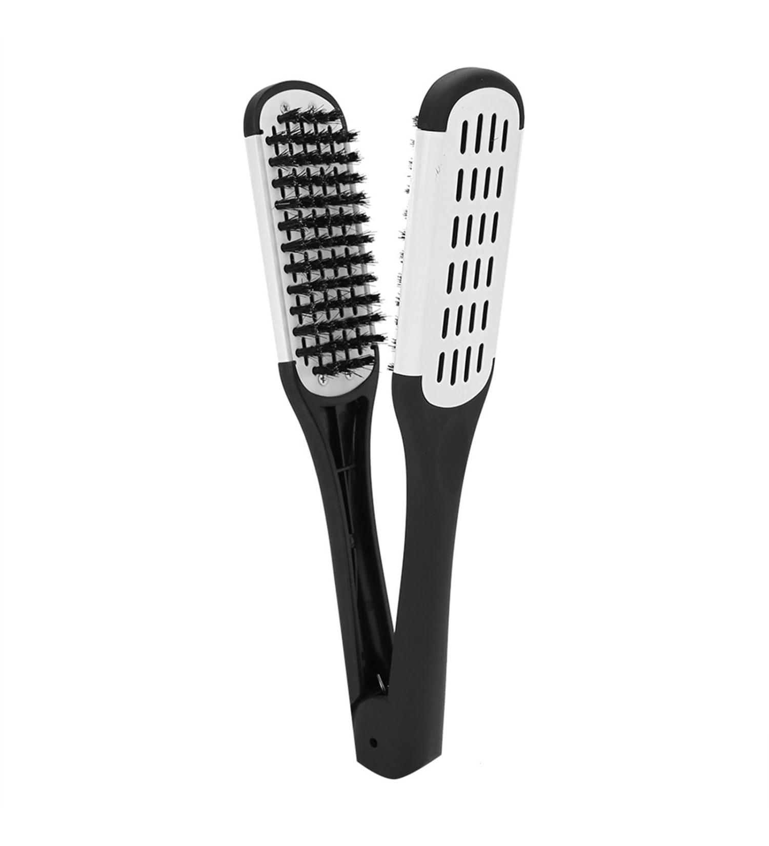 Hair Straightener Brush Anti Static Dual Brush Comb Professional V Shaped Clamp Styling Comb Hair Straightening Comb Hairdressing Tool for Home Travel - Buy Online on GoSupps.com