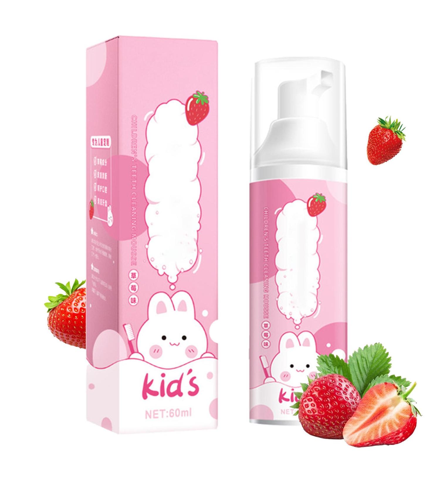 Kids Strawberry Foam Toothpaste - Low Fluoride, Natural Ingredients for Children's Teeth Whitening and Cleaning - Buy Online on GoSupps.com