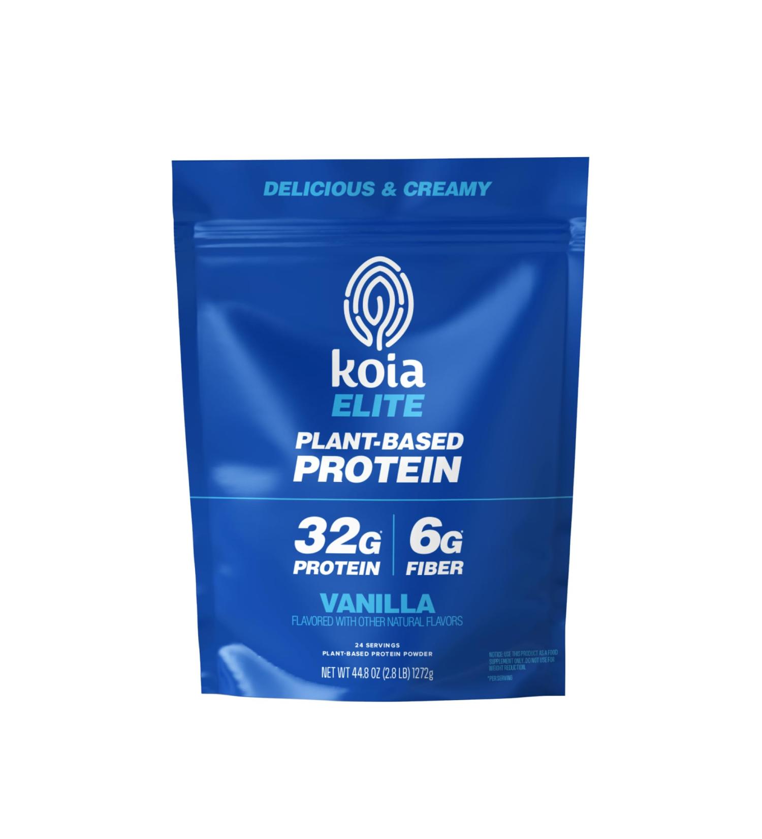 Koia Plant Based Protein Elite Powder, Vanilla, 32g Protein, 4g Sugar, 6g Prebiotic Fiber, Pre & Post Workout, 21 Vitamins & Minerals, Dairy-Free, Gluten-Free, Non-GMO, 24 Servings, 44.8 Oz - Buy Online on GoSupps.com