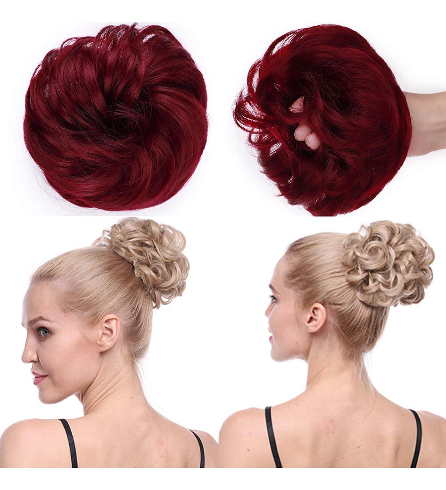 Thick Dark Red Hair Donut Scrunchie - Updo Hairpiece for Wavy/Curly Hair - Buy Online on GoSupps.com