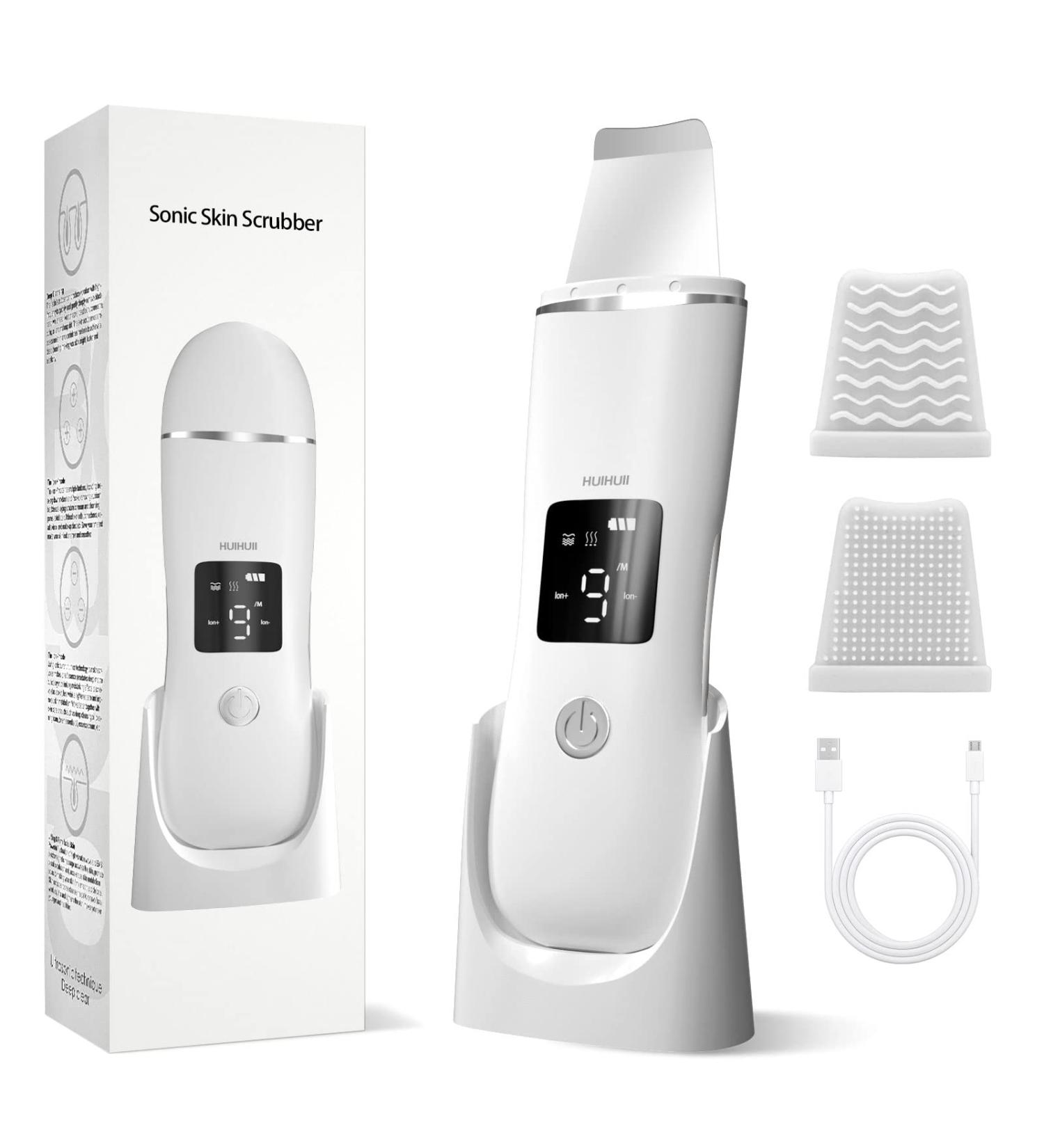 4 Mode Ultrasonic Face Scrubber Skin Spatula - Huihuii Blackhead Remover & Pore Extractor for Deep Cleansing | Facial Skin Care Tool - Buy Online on GoSupps.com