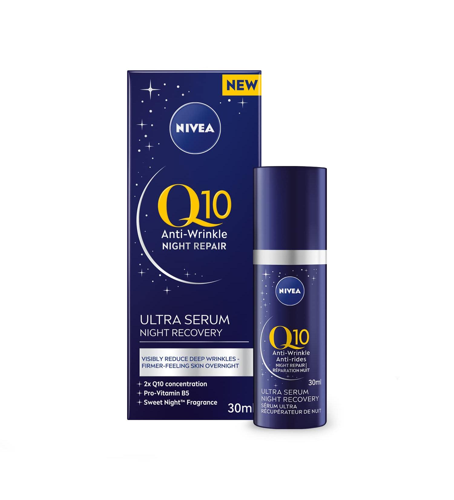 NIVEA Q10 Anti-Wrinkle Night Repair Ultra Serum Night Recovery Anti-wrinkle night Face serum with Pro-Vitamin B5 30 mL - Buy Online on GoSupps.com